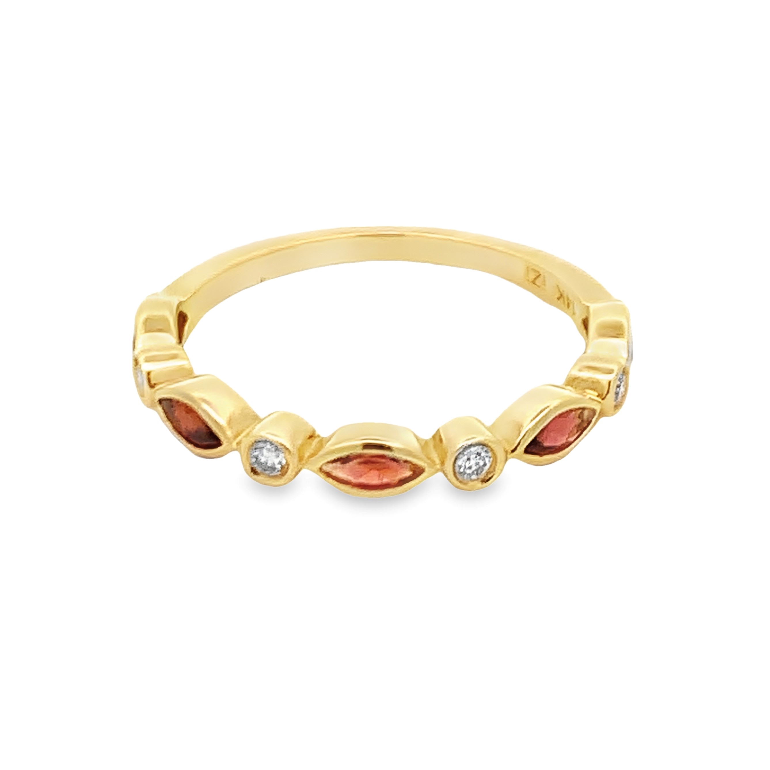 14K Yellow Gold Diamond and Garnet Band