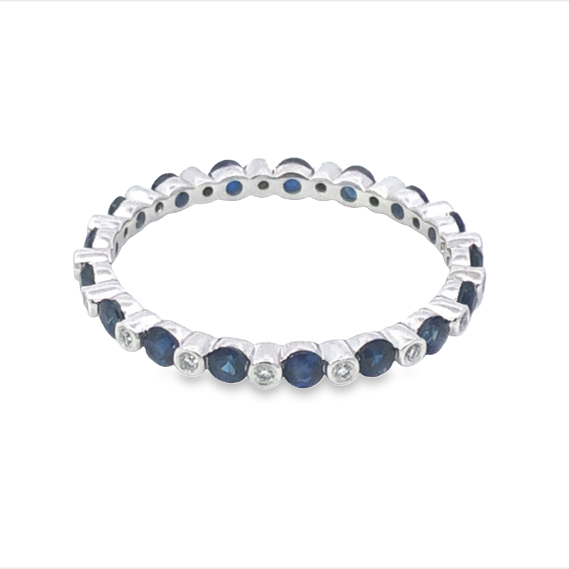 14K White Gold Sapphire and Diamond Eternity Band