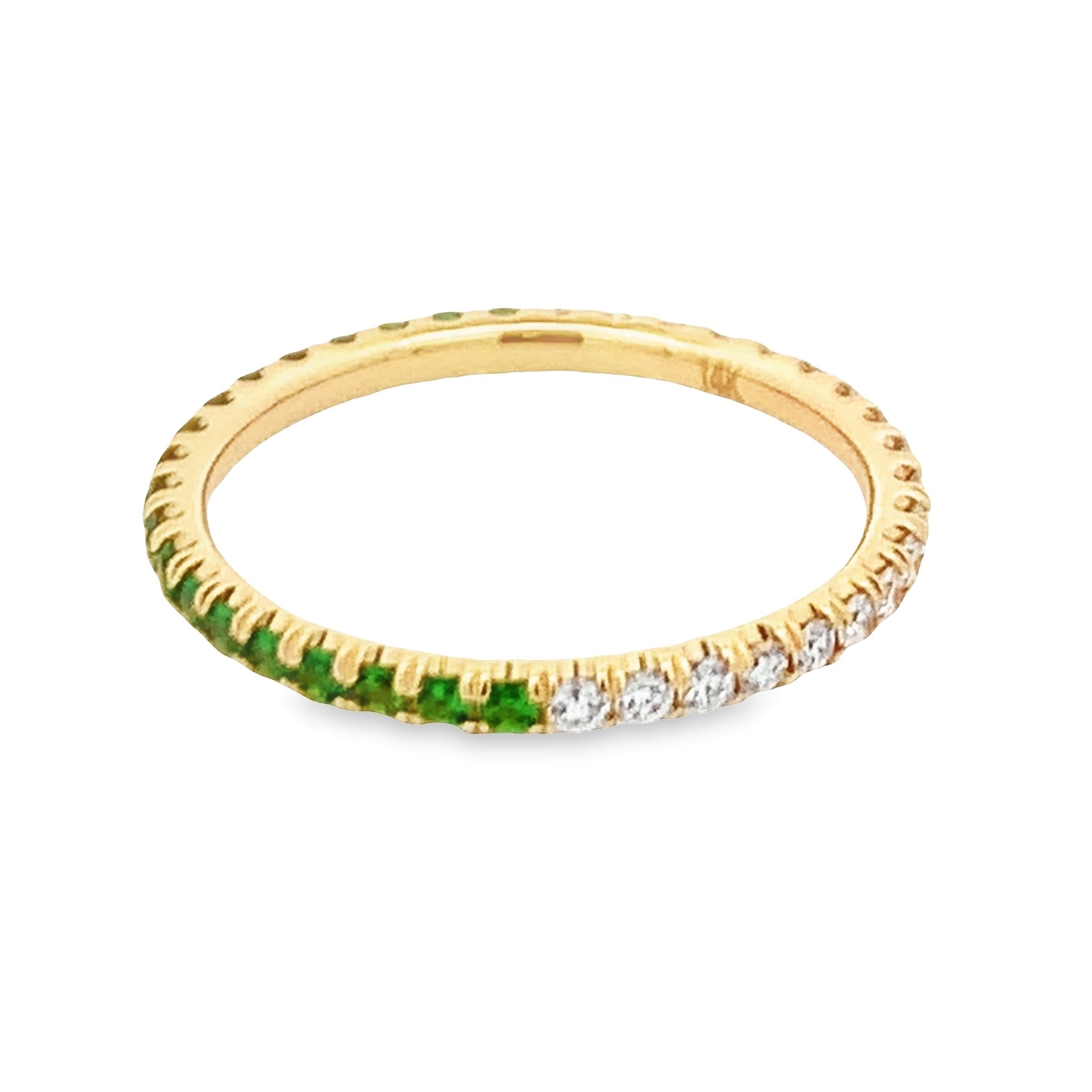 14K Yellow Gold Tsavorite Garnet and Diamond Full Anniversary Band