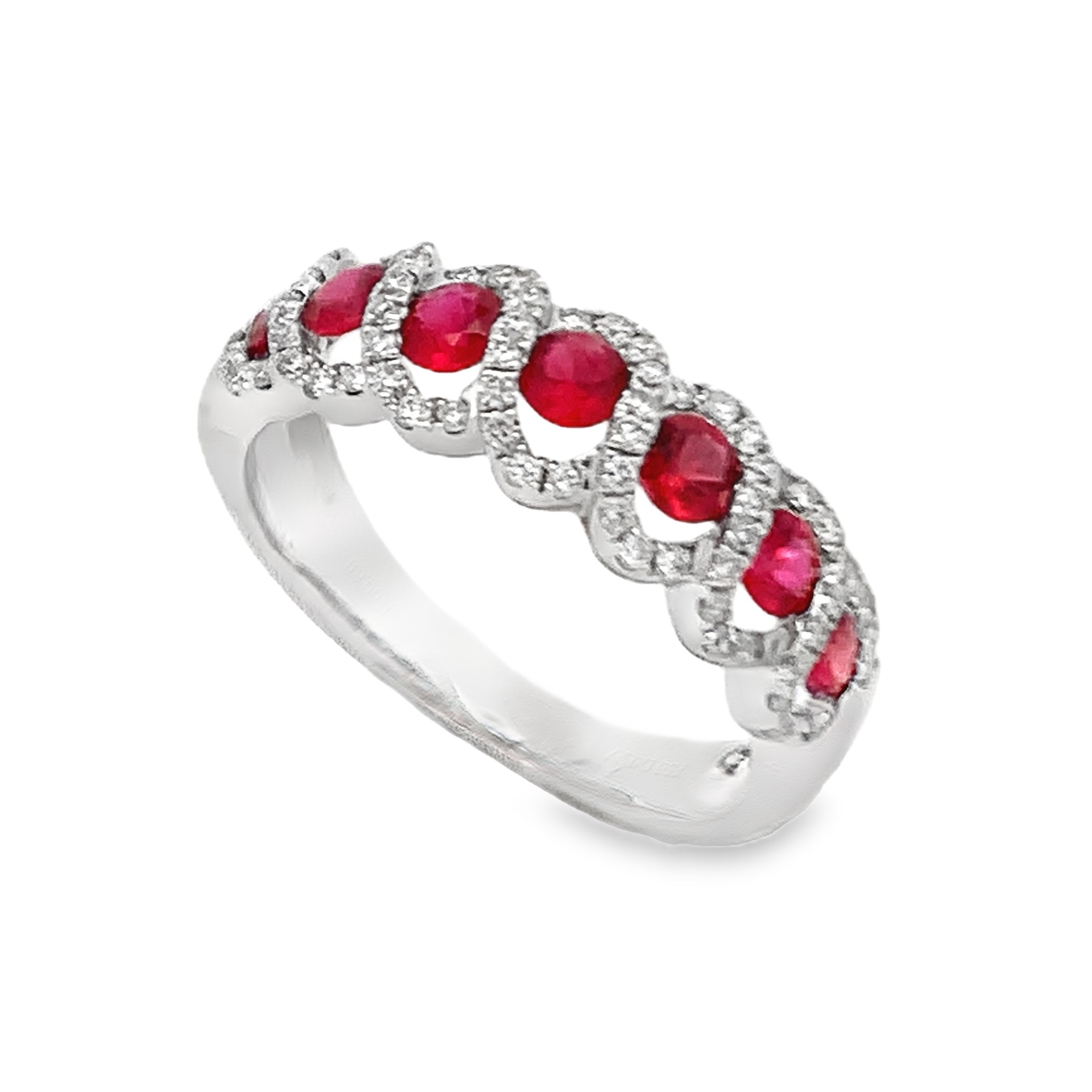 18K White Gold Ruby and Diamond Twist Ring