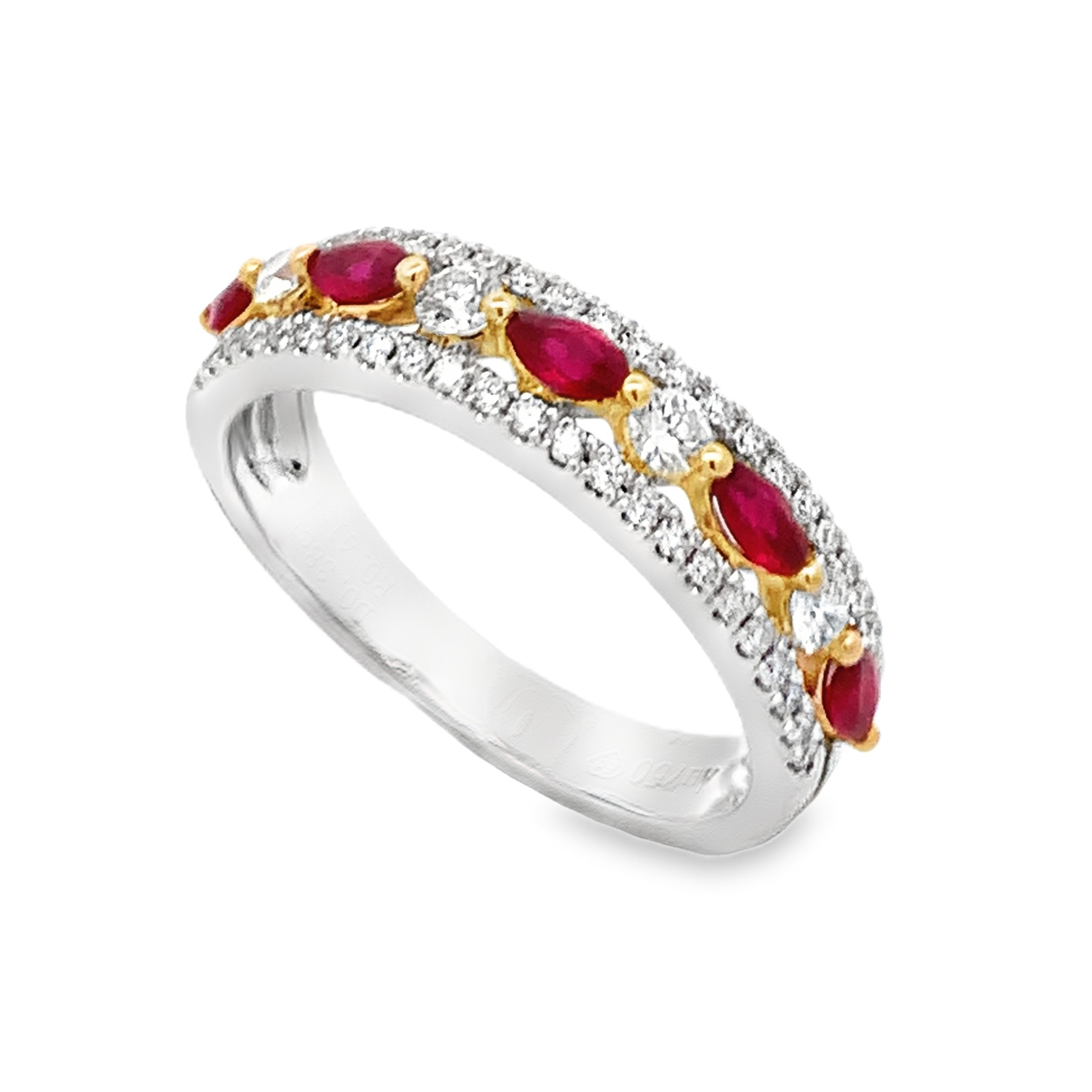 18K Two-Tone Ruby and Diamond Alternating Band