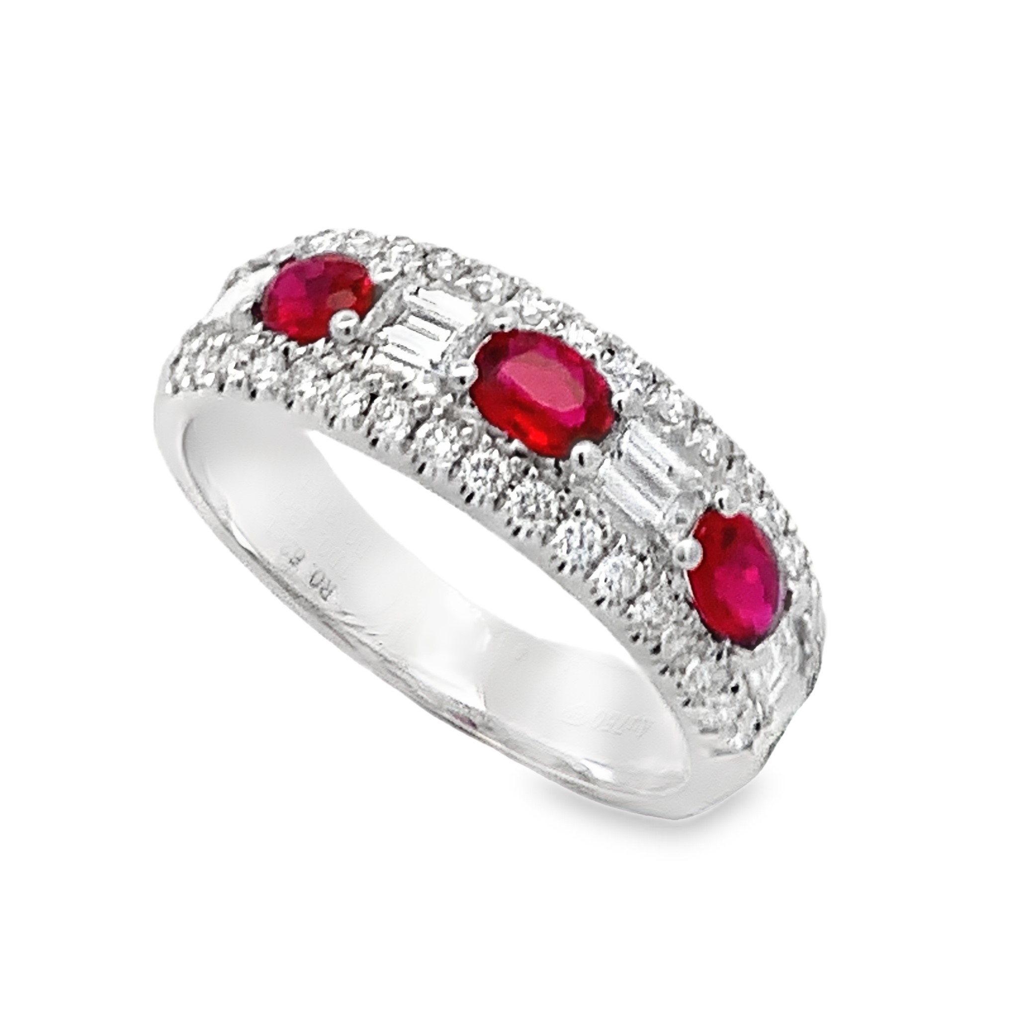 18K White Gold Ruby and Diamond Band