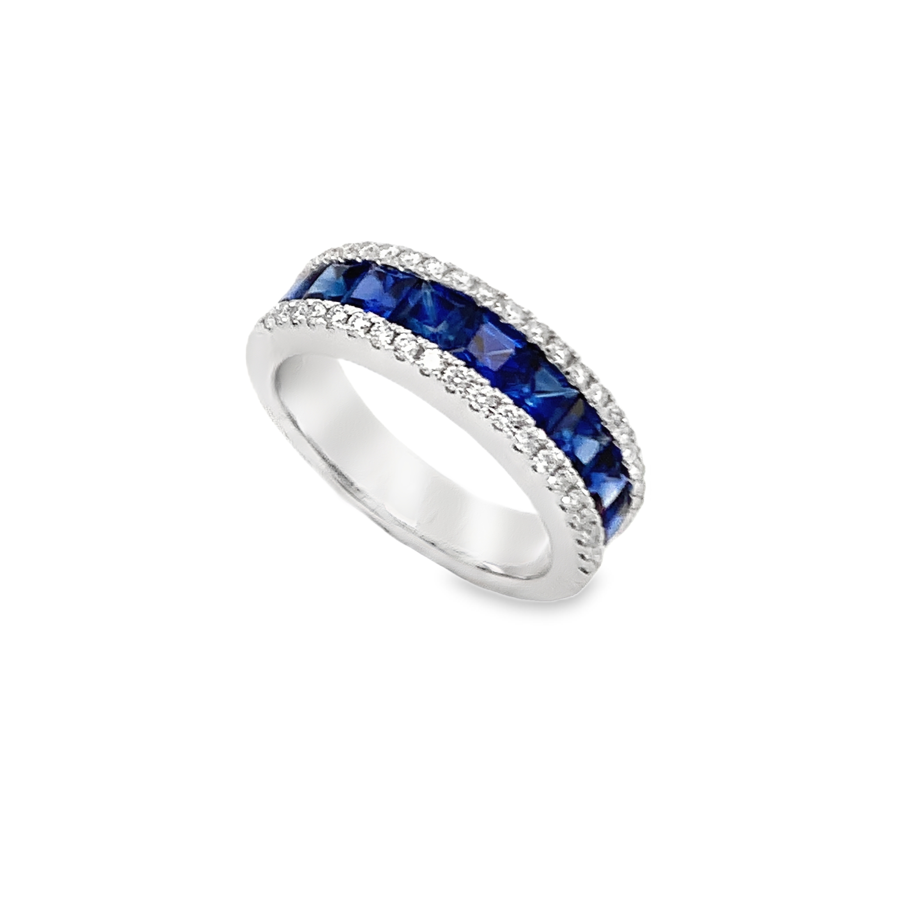 18K White Gold Sapphire and Diamond Ring