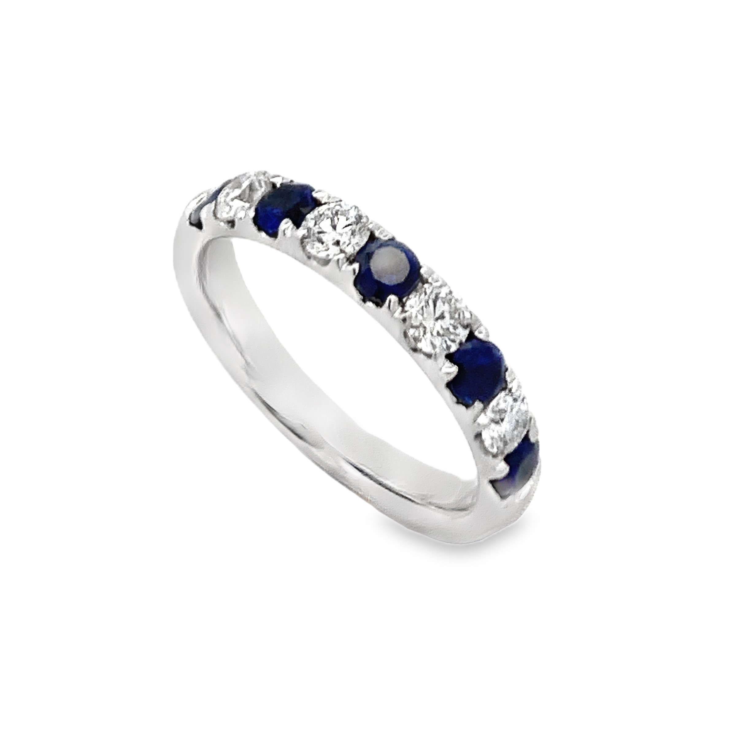 18K White Gold Sapphire and Diamond Band