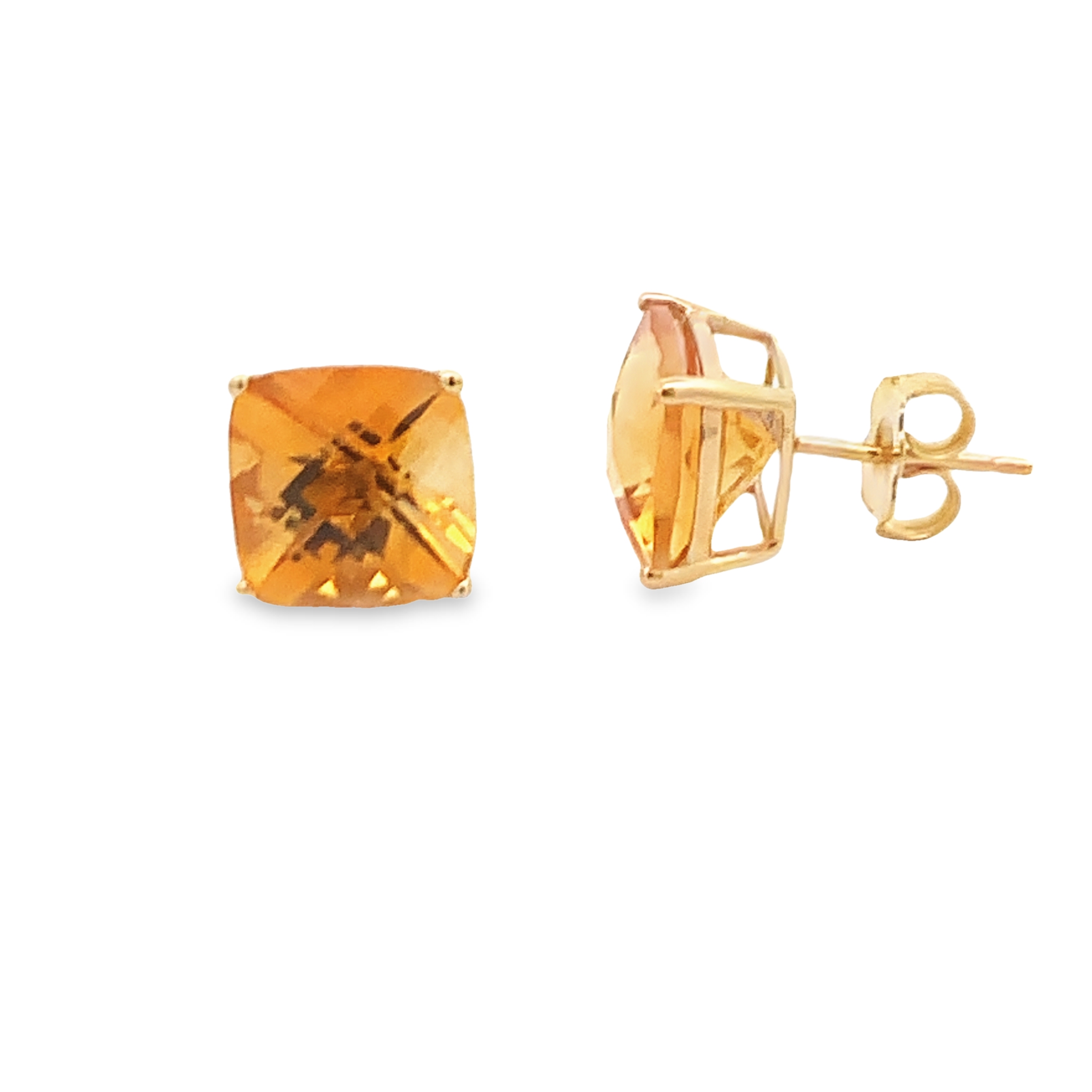 14K Yellow Gold Citrine Studs