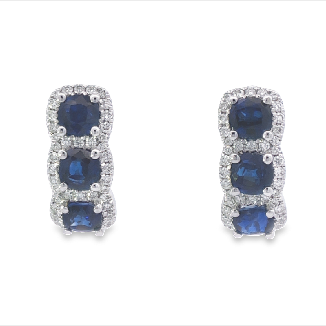 14K White Gold Sapphire Earrings