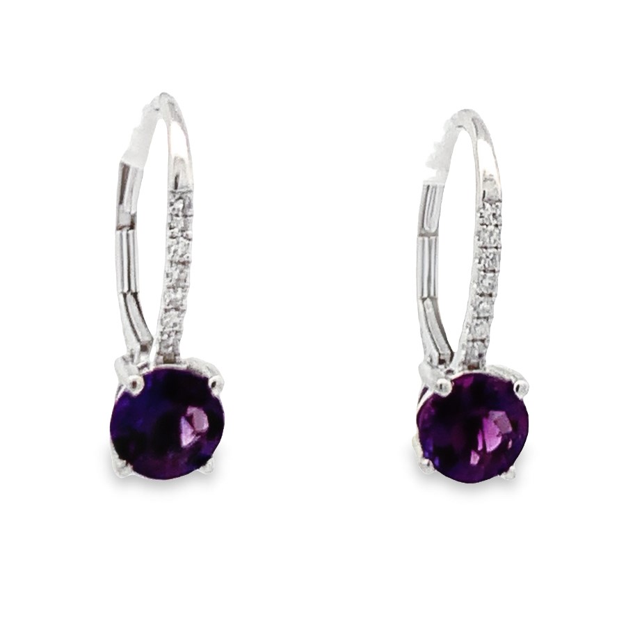 14K White Gold Amethyst Earrings