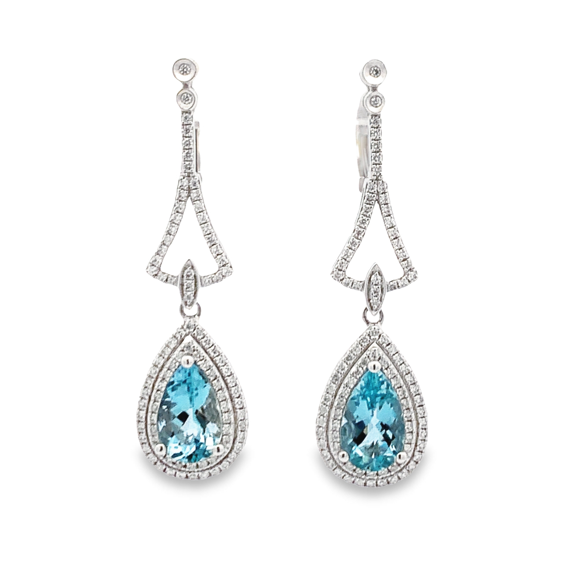 14K White Gold Aquamarine Drop Earrings