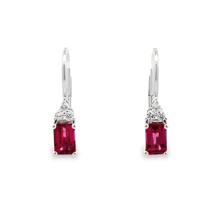 14K White Gold Rhodolite Leverback Earrings