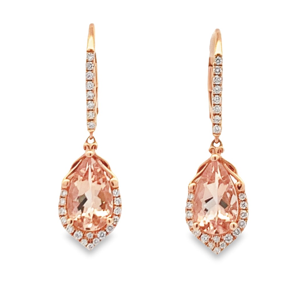 14K Rose Gold Morganite Drop Earrings