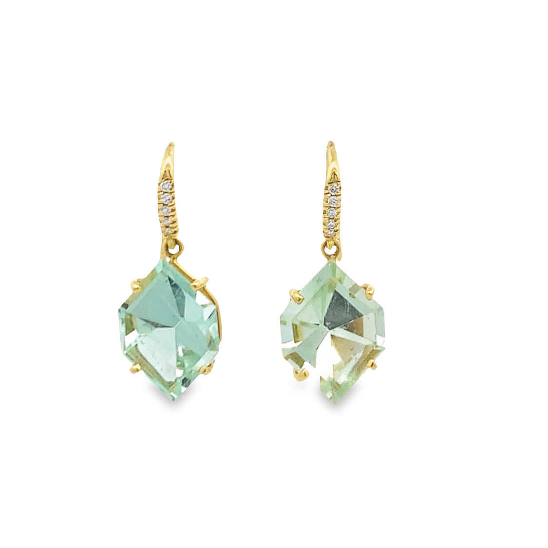 Lauren K 18K Yellow Gold Geometric Mint Green Beryl Earrings