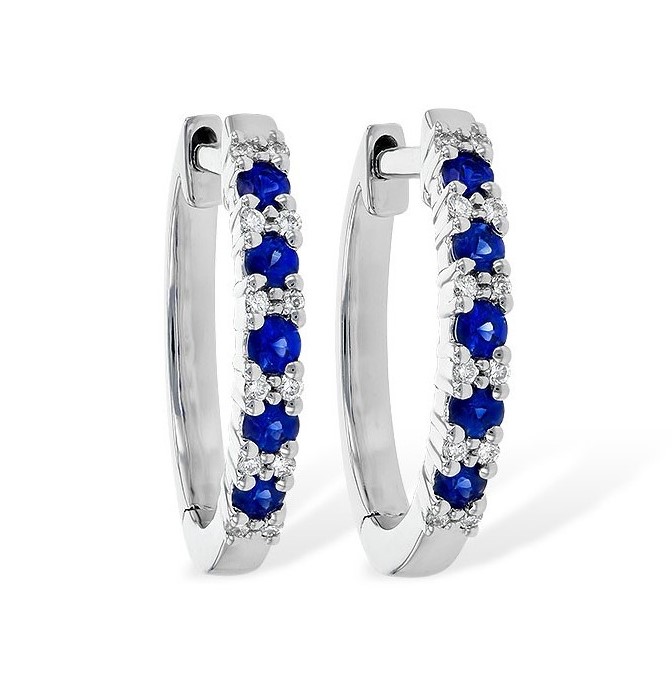 Allison Kaufman 14K White Gold Sapphire Oval Hoops