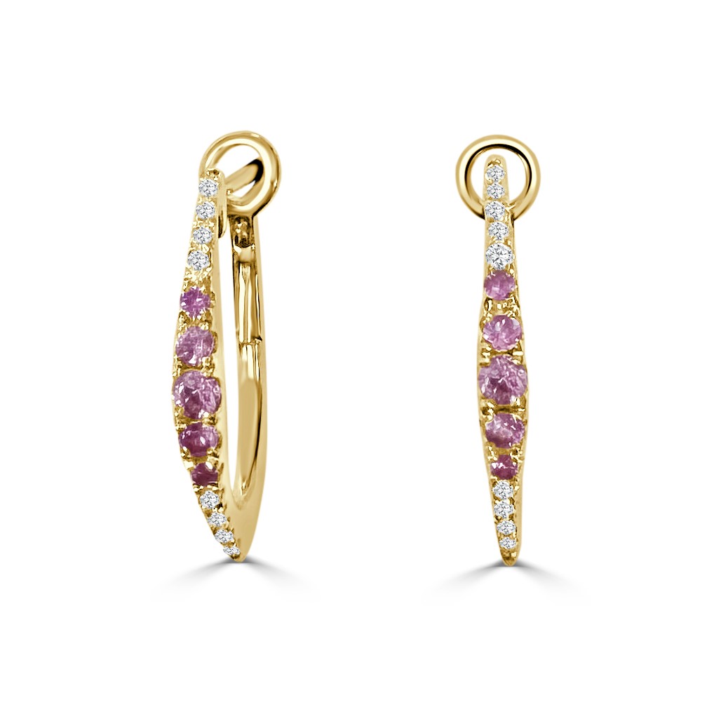 Frederic Sage 14K Yellow Gold Pink Sapphire Hoops