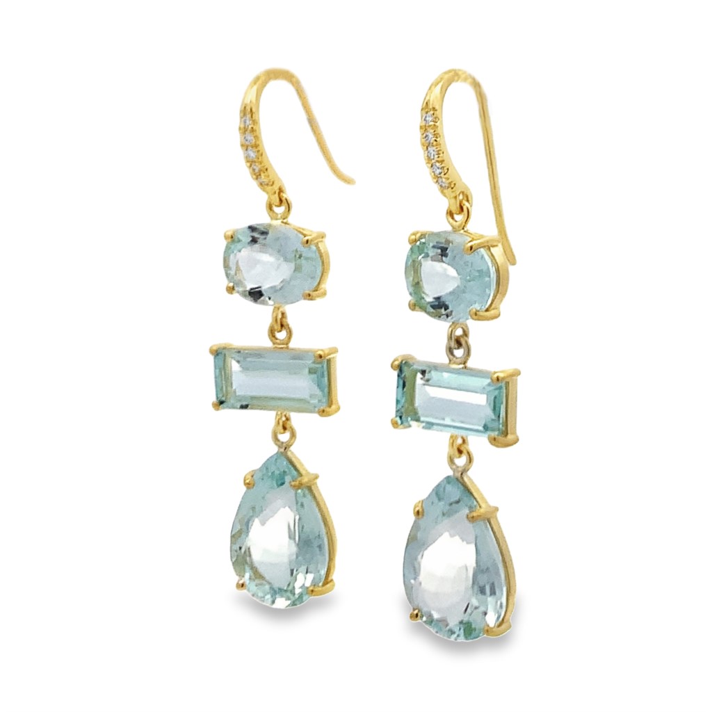 Lauren K 18K Yellow Gold Aquamarine Triple-Drop Earrings