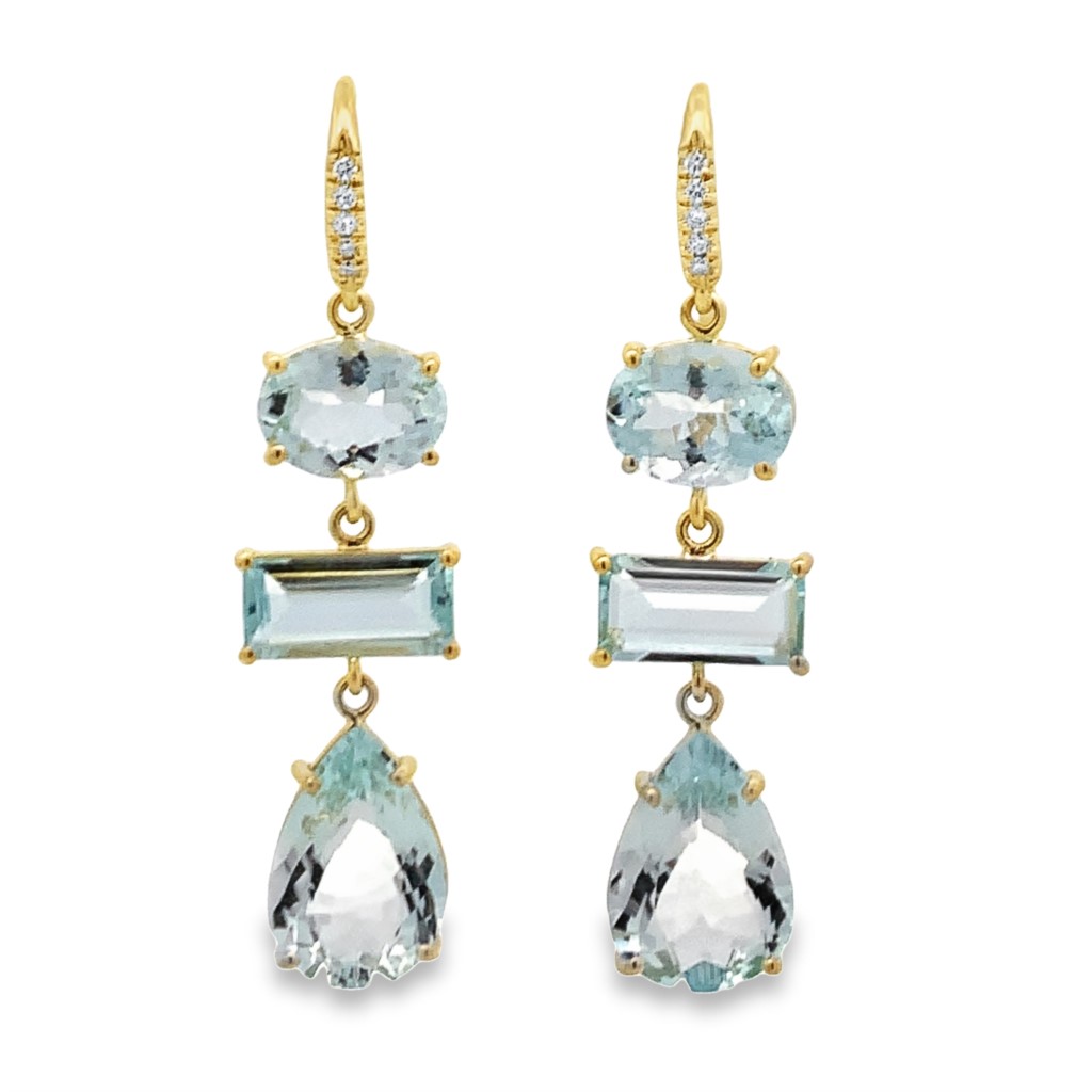 Lauren K 18K Yellow Gold Aquamarine Triple-Drop Earrings