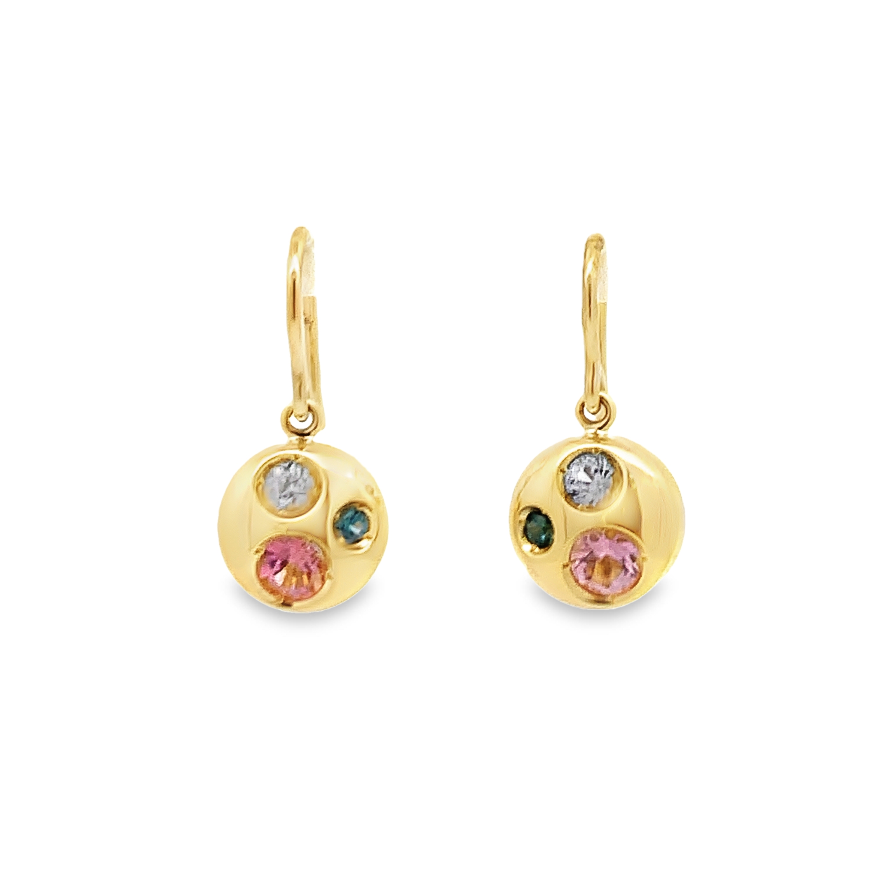 Lauren K 18K Yellow Gold Mulit-Gem Cluster Dangling Earrings