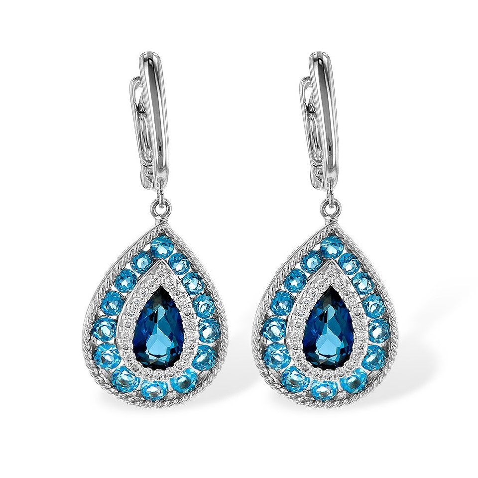 Allison Kaufman 14K White Gold Blue Topaz Earrings