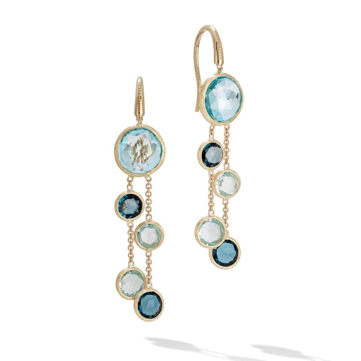 Marco Bicego 18K Yellow Gold Jaipur Blue Topaz Dangling Earrings