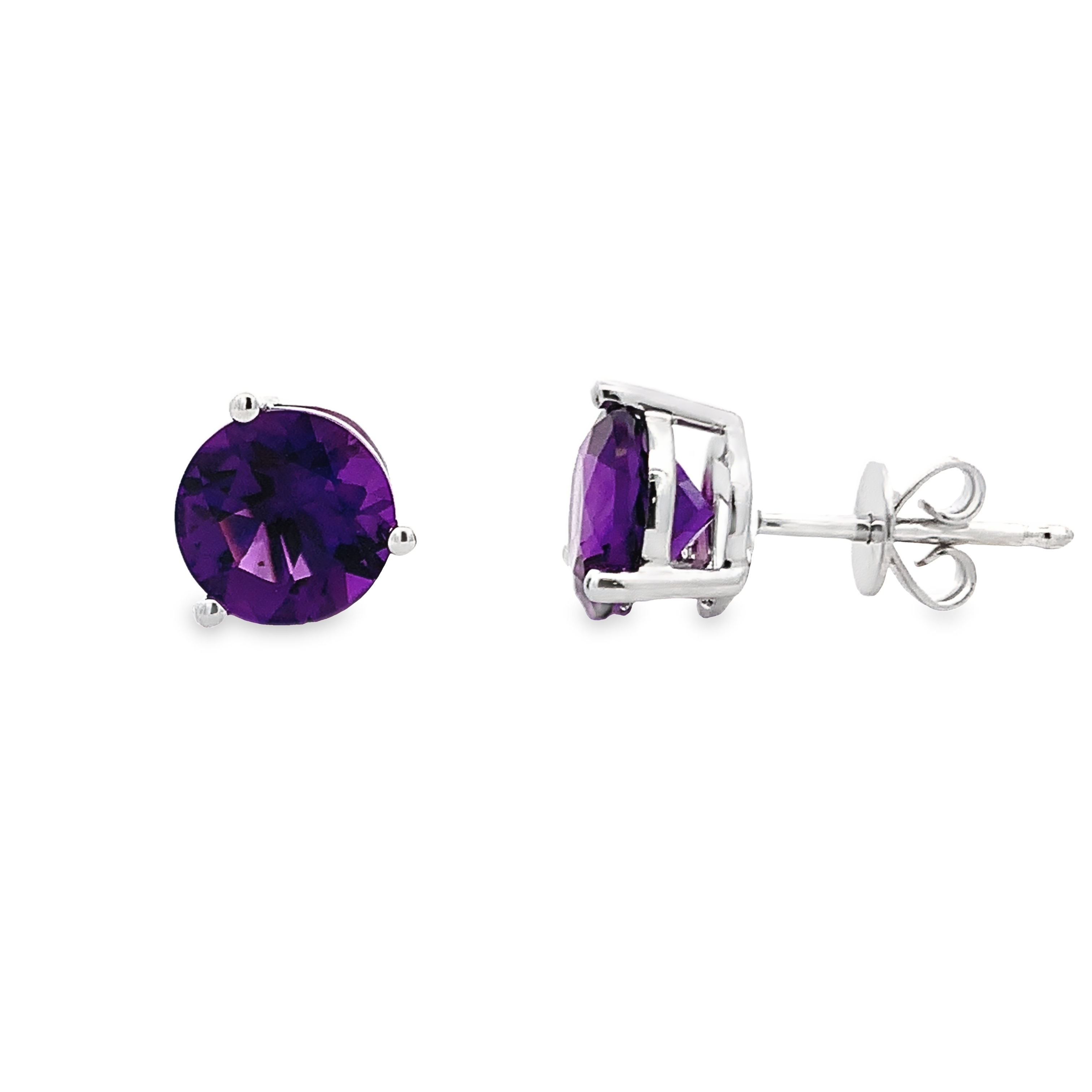 14K White Gold Amethyst Studs