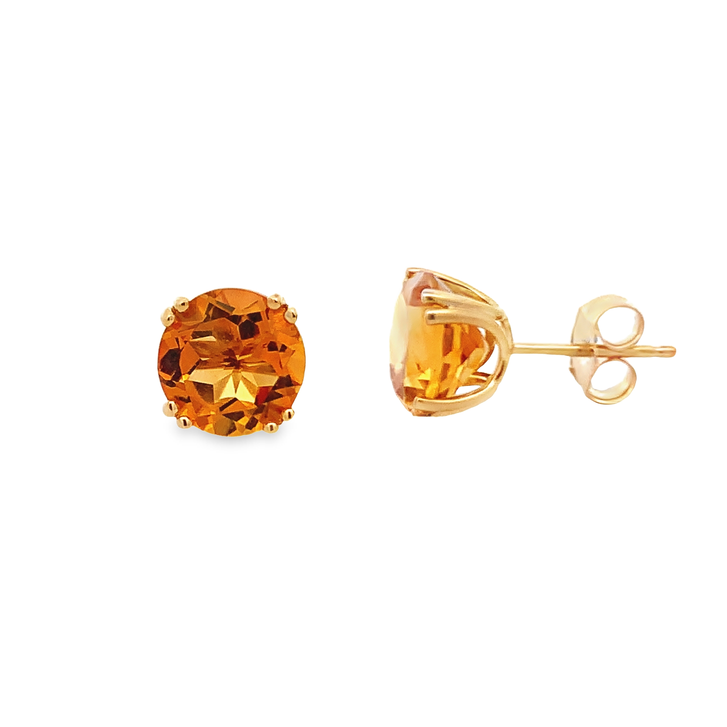 14K Yellow Gold Citrine Studs