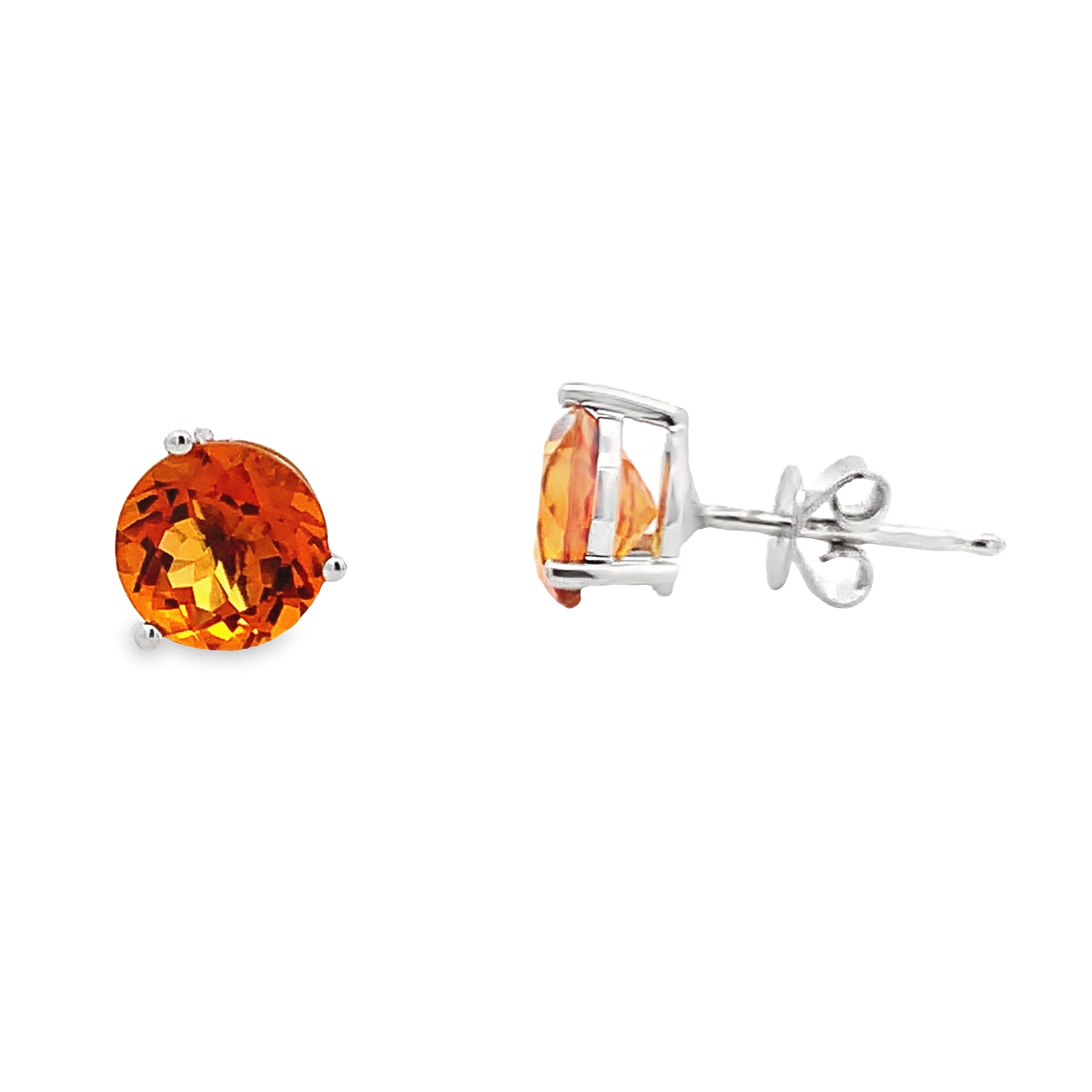 14K White Gold Citrine Studs