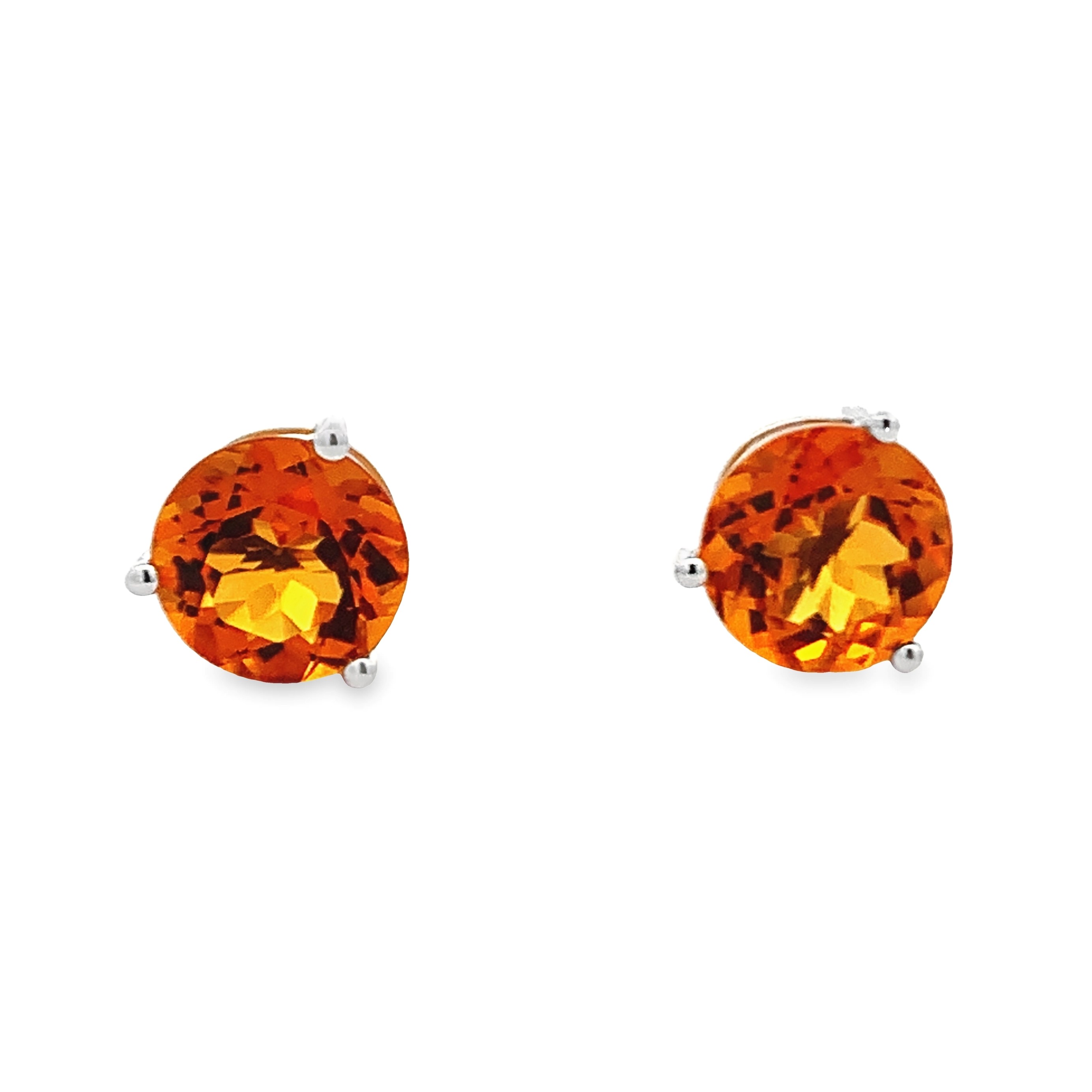 14K White Gold Citrine Studs