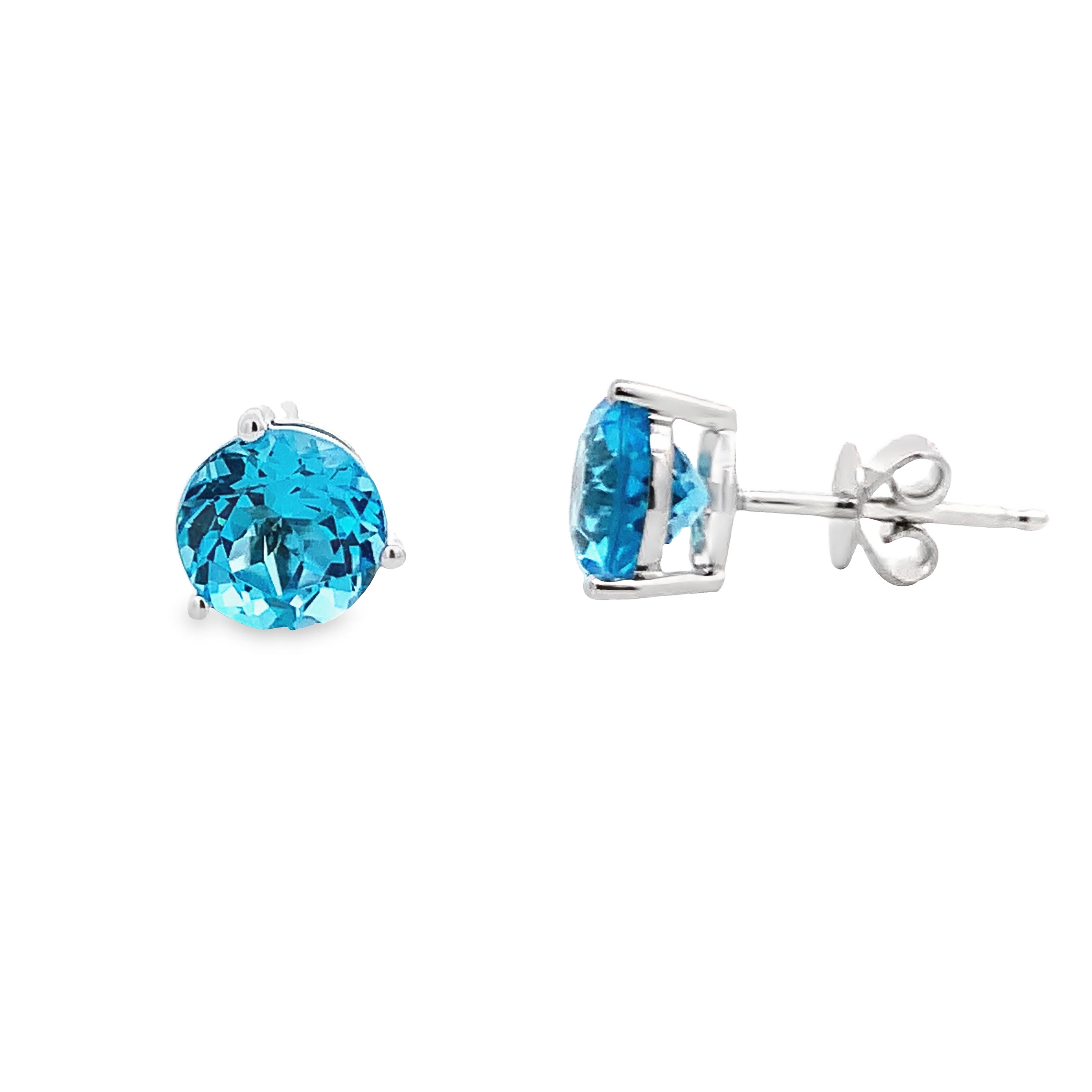 14K White Gold Blue Topaz Studs