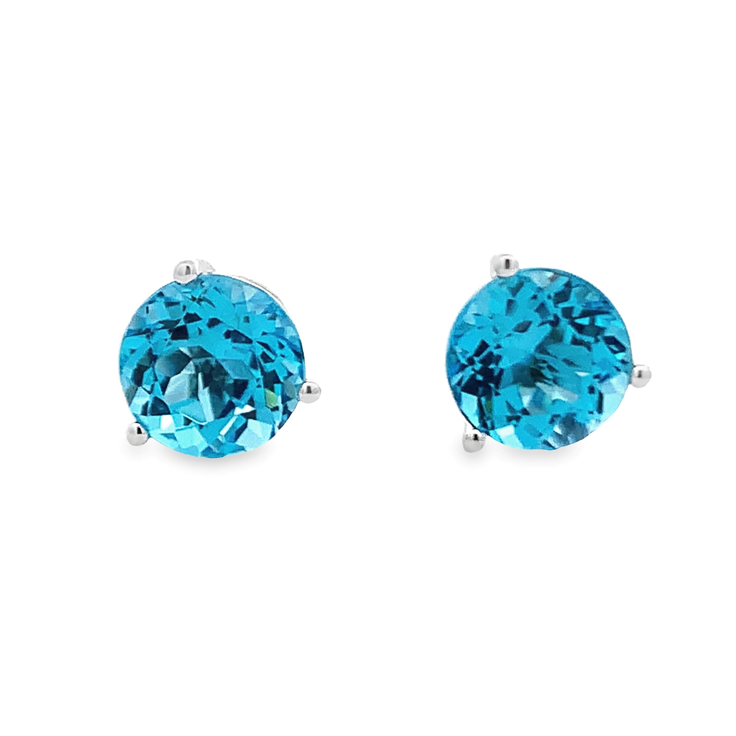 14K White Gold Blue Topaz Studs