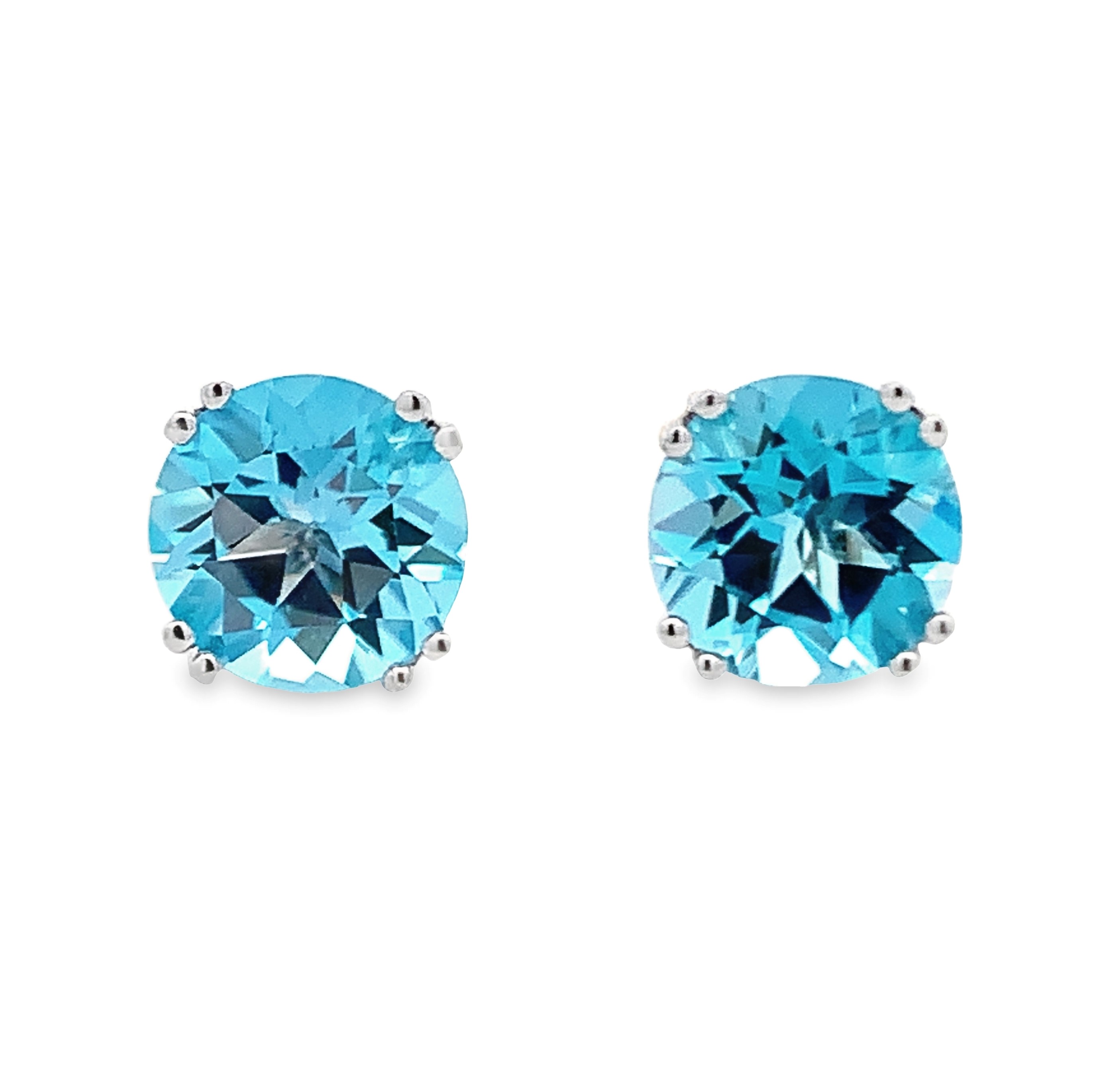 14K White Gold Blue Topaz Studs