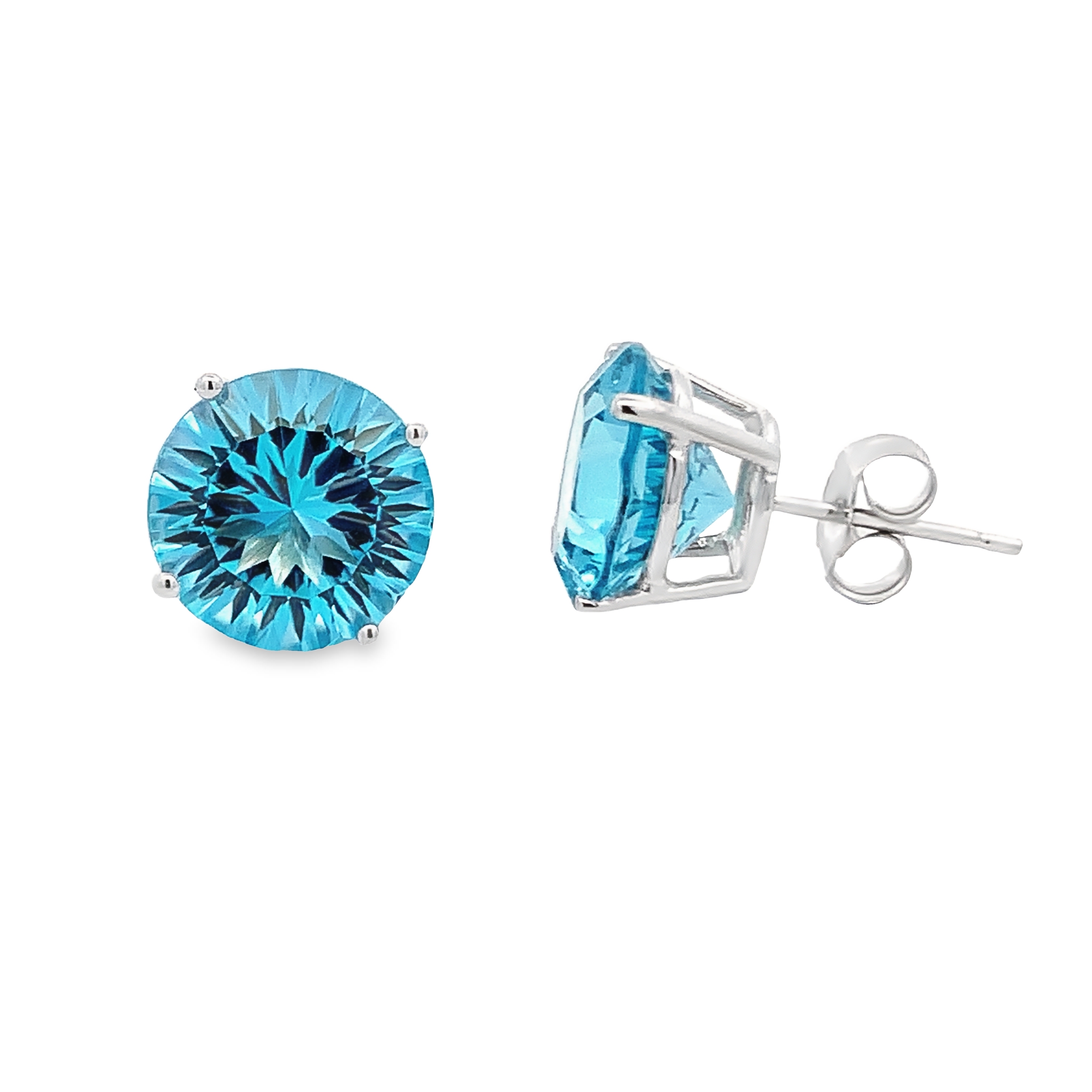 14K White Gold Blue Topaz Studs