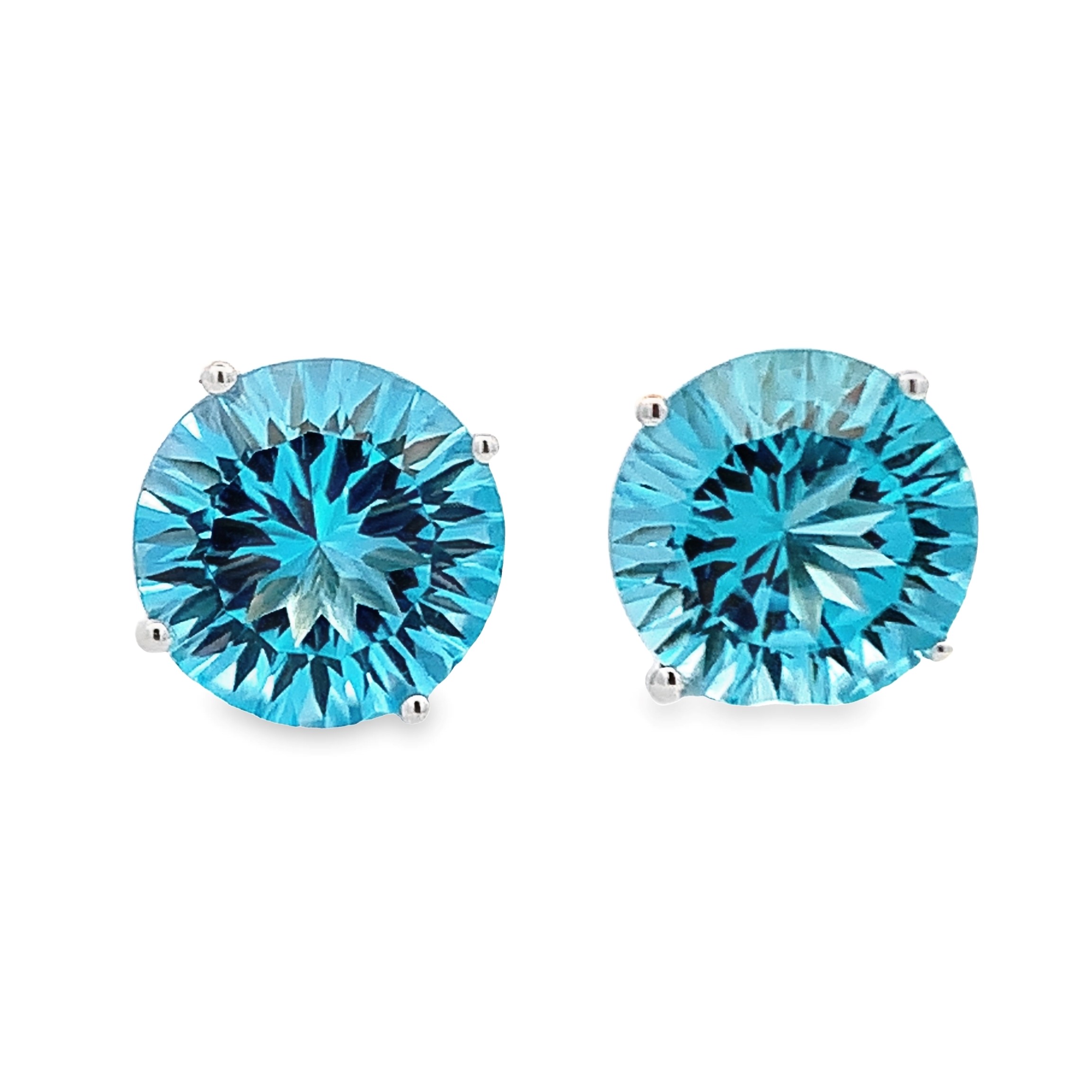 14K White Gold Blue Topaz Studs