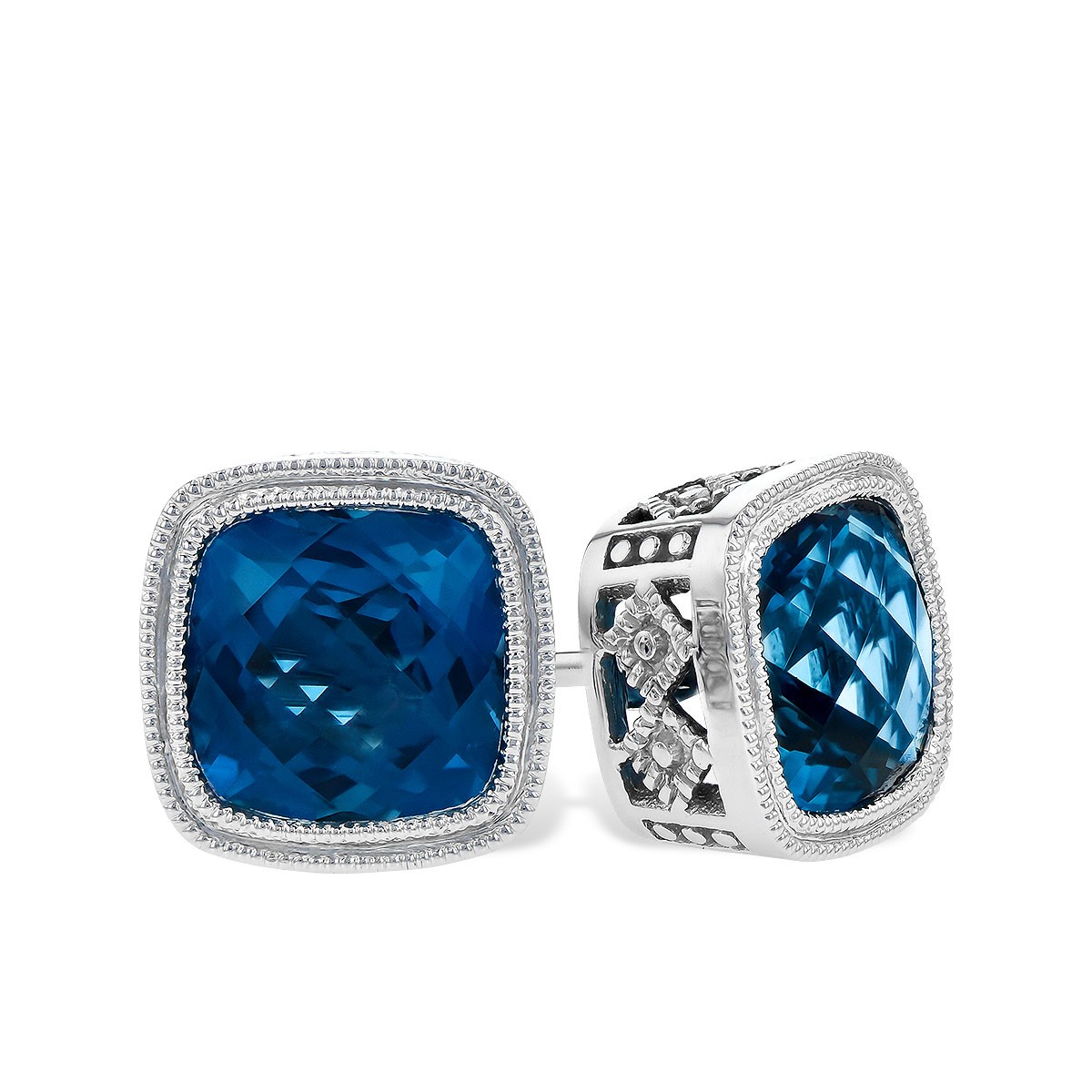 Allison Kaufman 14K White Gold Blue Topaz Studs