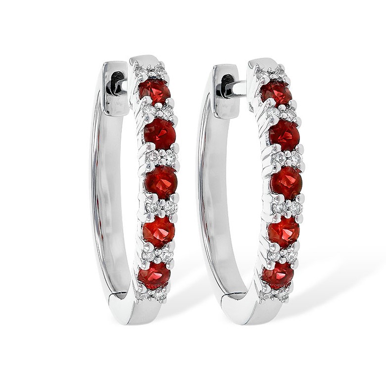 Allison Kaufman 14K White Gold Ruby Hoops