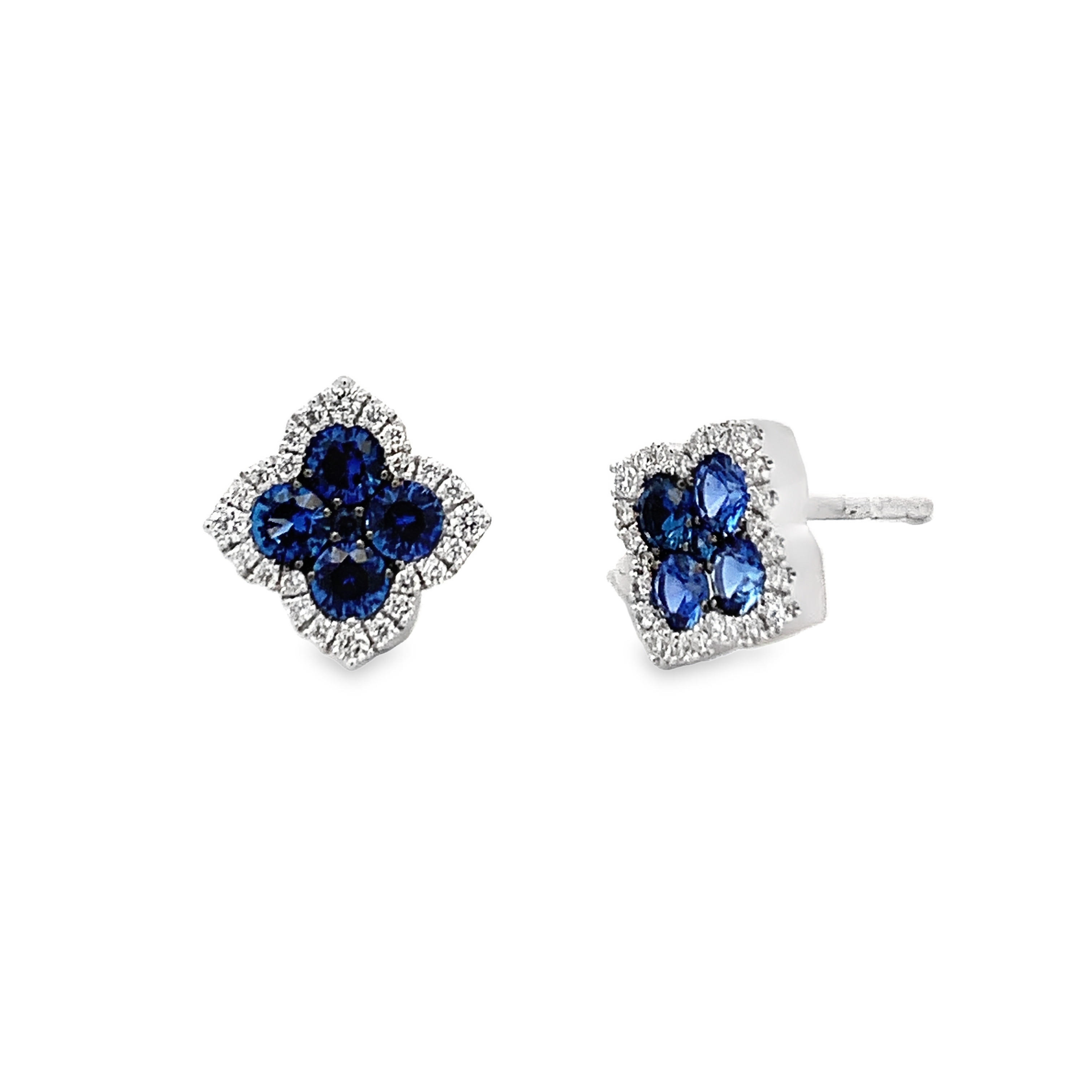 Frederic Sage 14K White Gold Sapphire & Diamond Cluster Studs