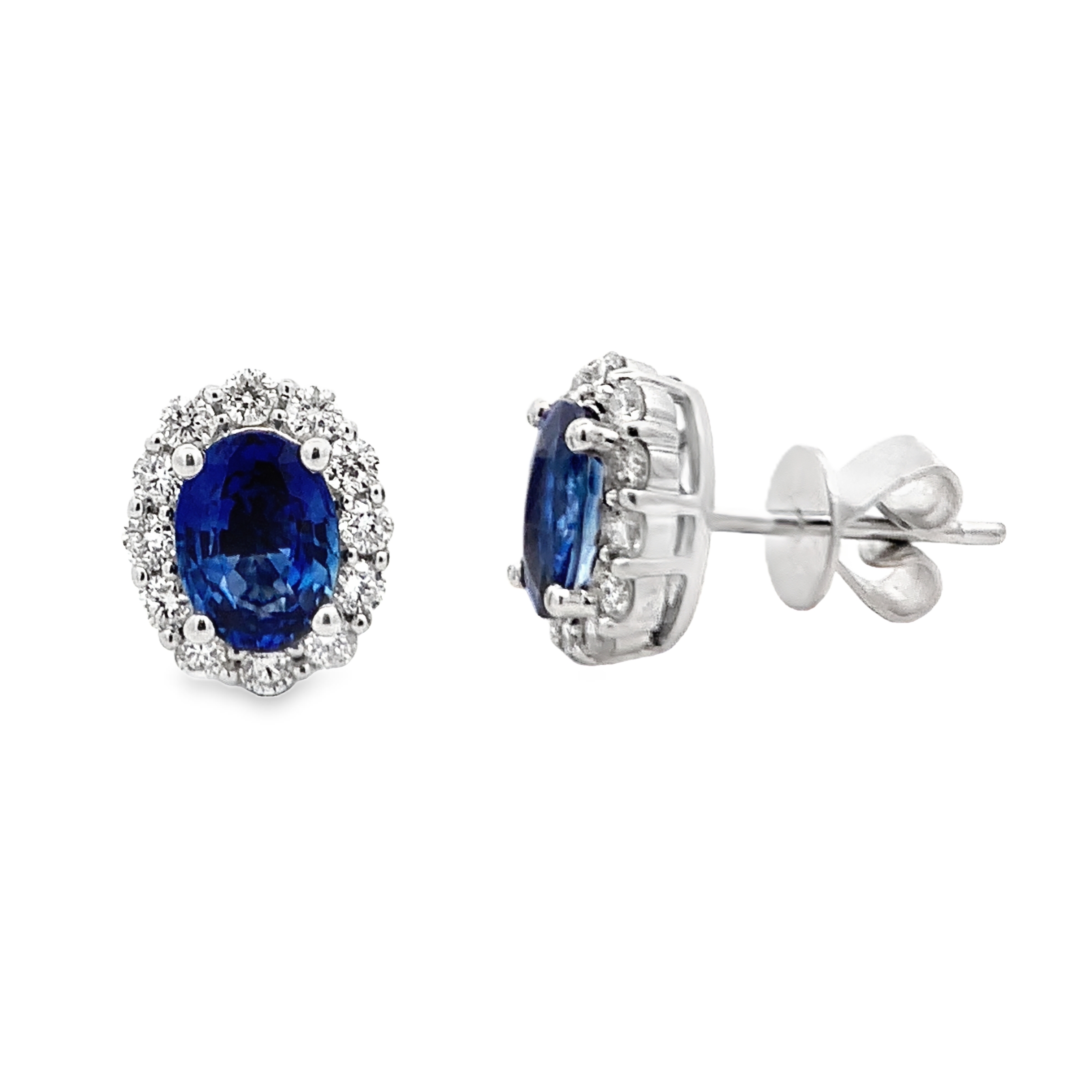 18K White Gold Sapphire Halo Studs