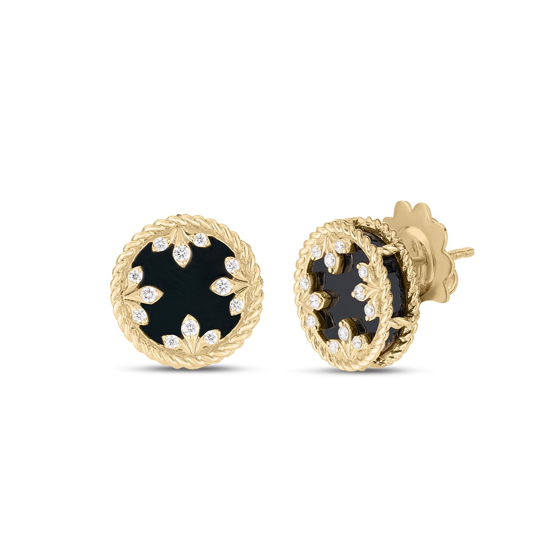 Roberto Coin 18K Yellow Gold Venetian Medallion Black Jade Studs