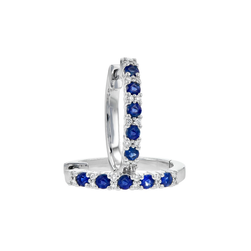 Allison Kaufman 14K White Gold Sapphire Hoops