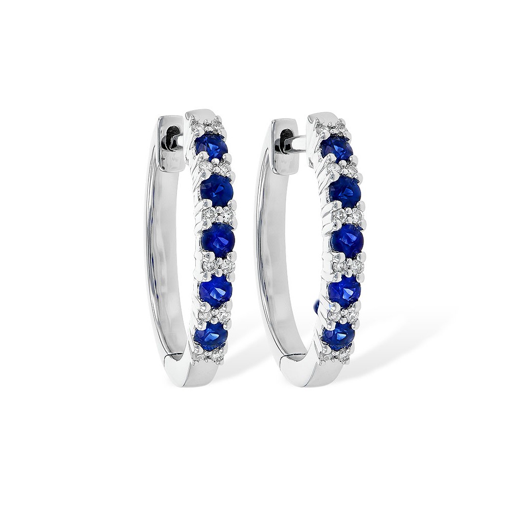 Allison Kaufman 14K White Gold Sapphire Hoops