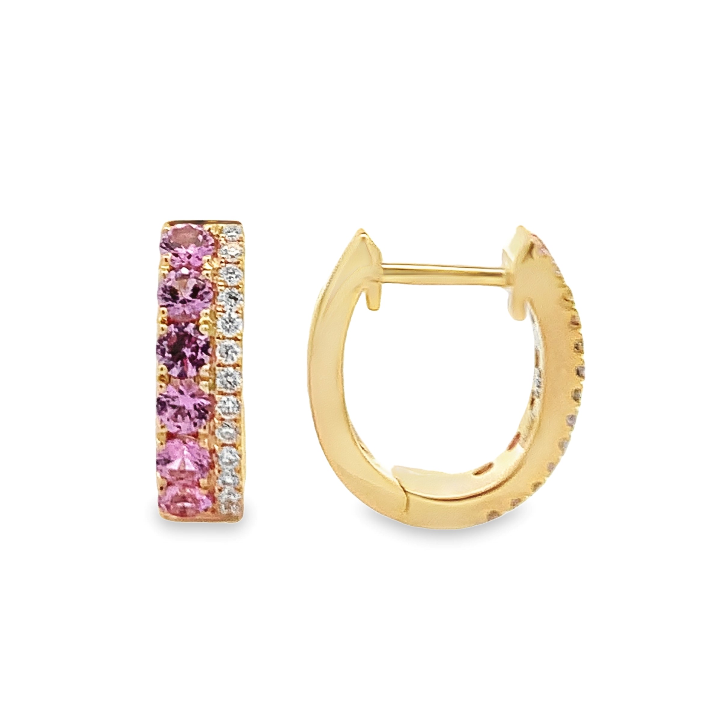 Frederic Sage 14K Yellow Gold Pink Sapphire Huggies