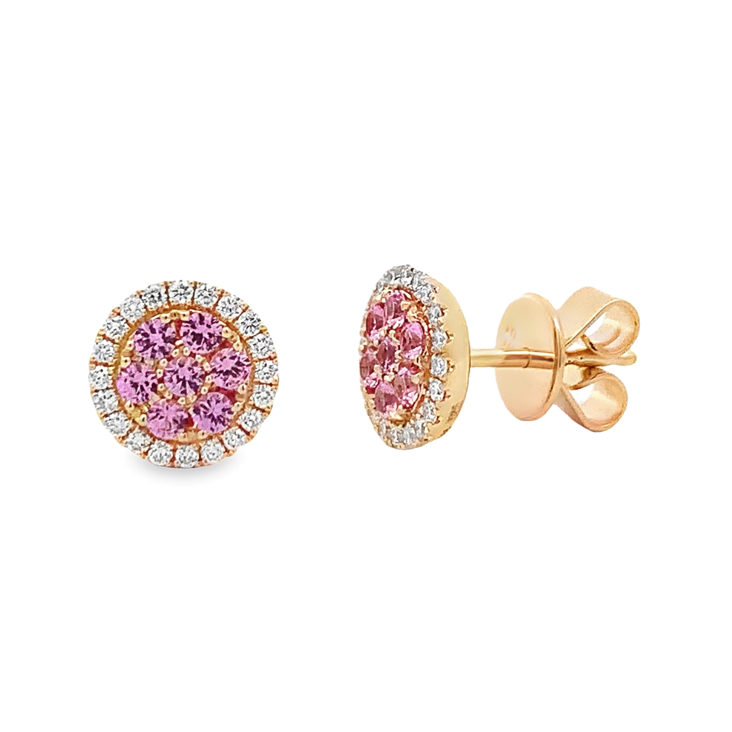 Frederic Sage 14K Yellow Gold Pink Sapphire Cluster Studs