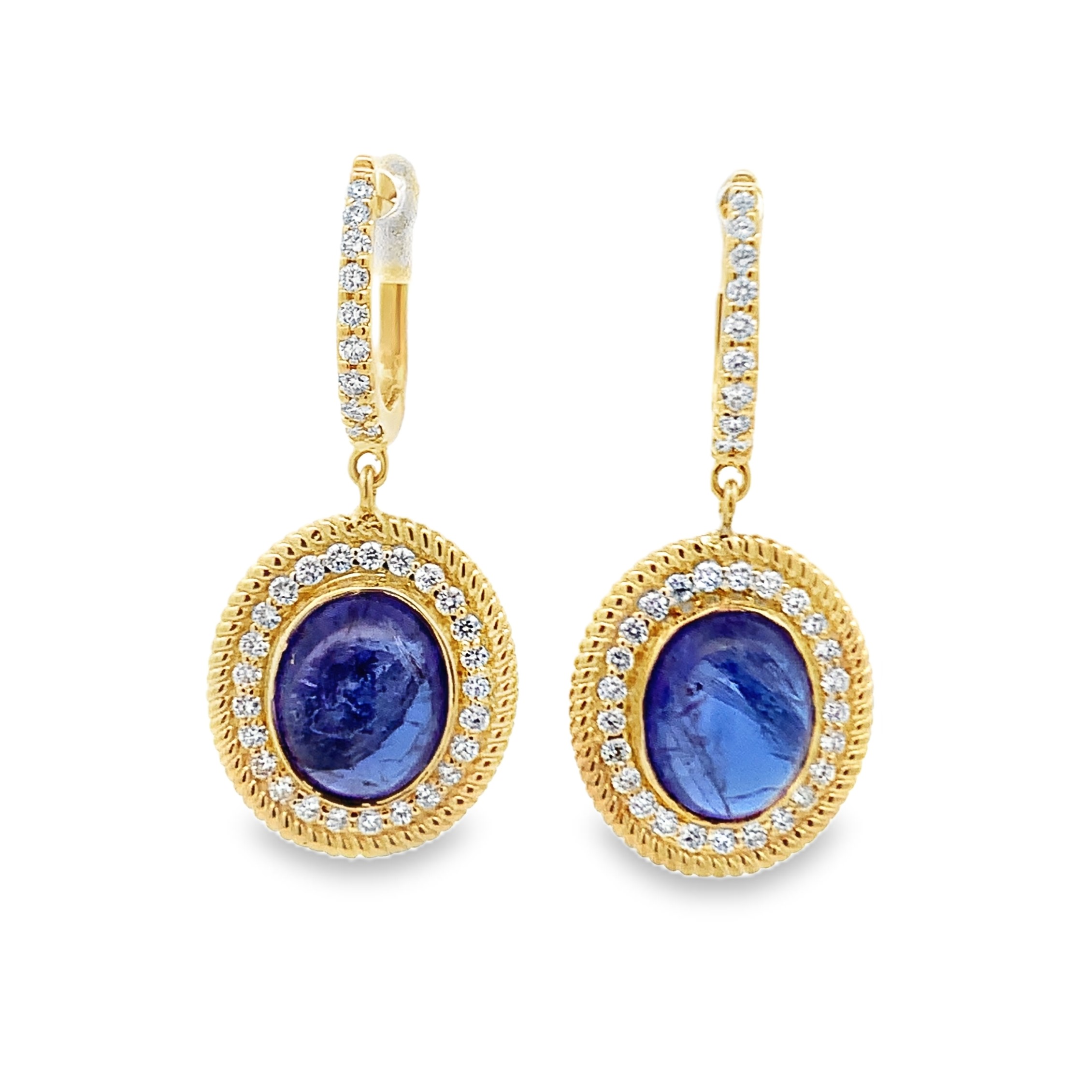 14K Yellow Gold Tanzanite Halo Earrings