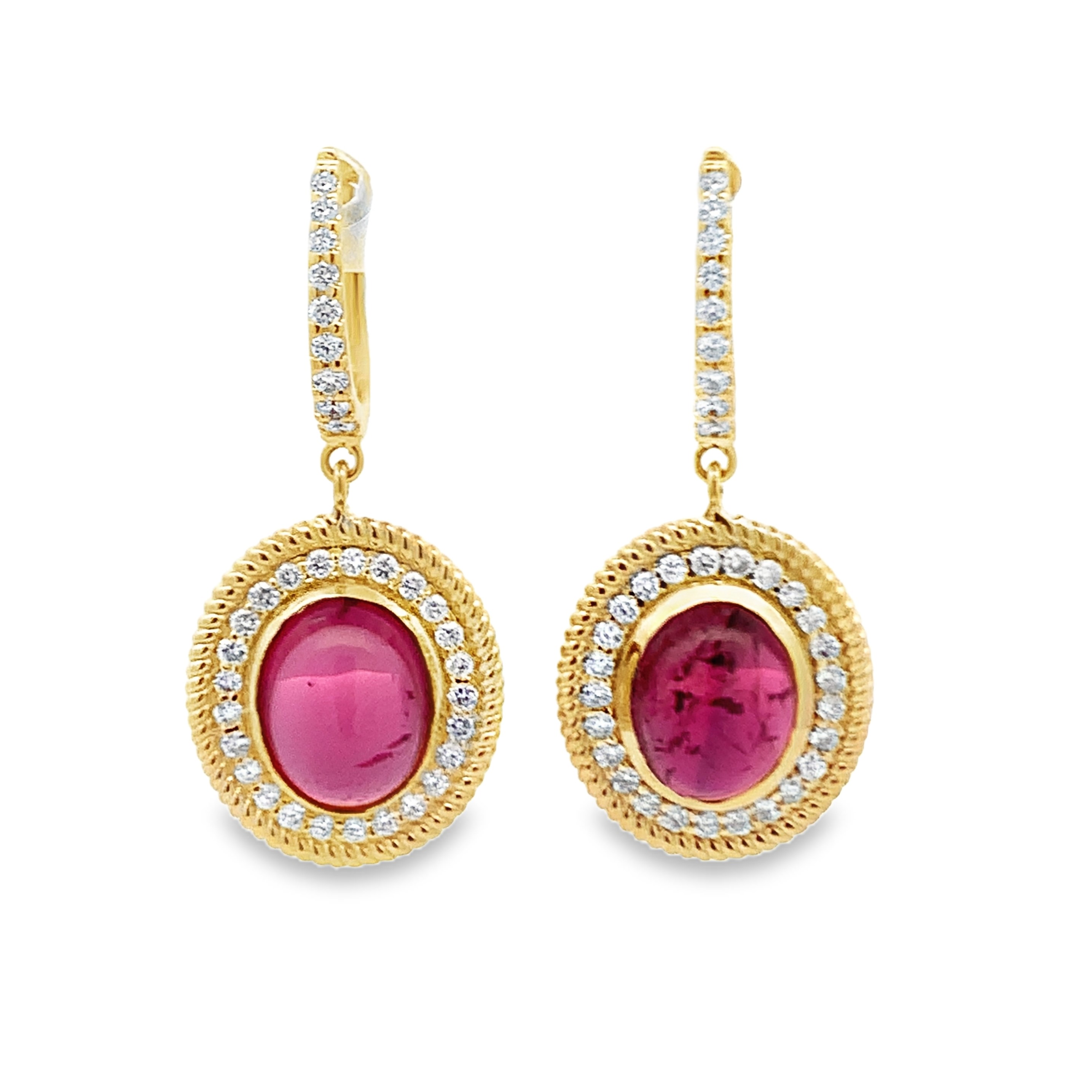 Rudolf Friedmann 14K Yellow Gold Pink Tourmaline Dangling Earrings