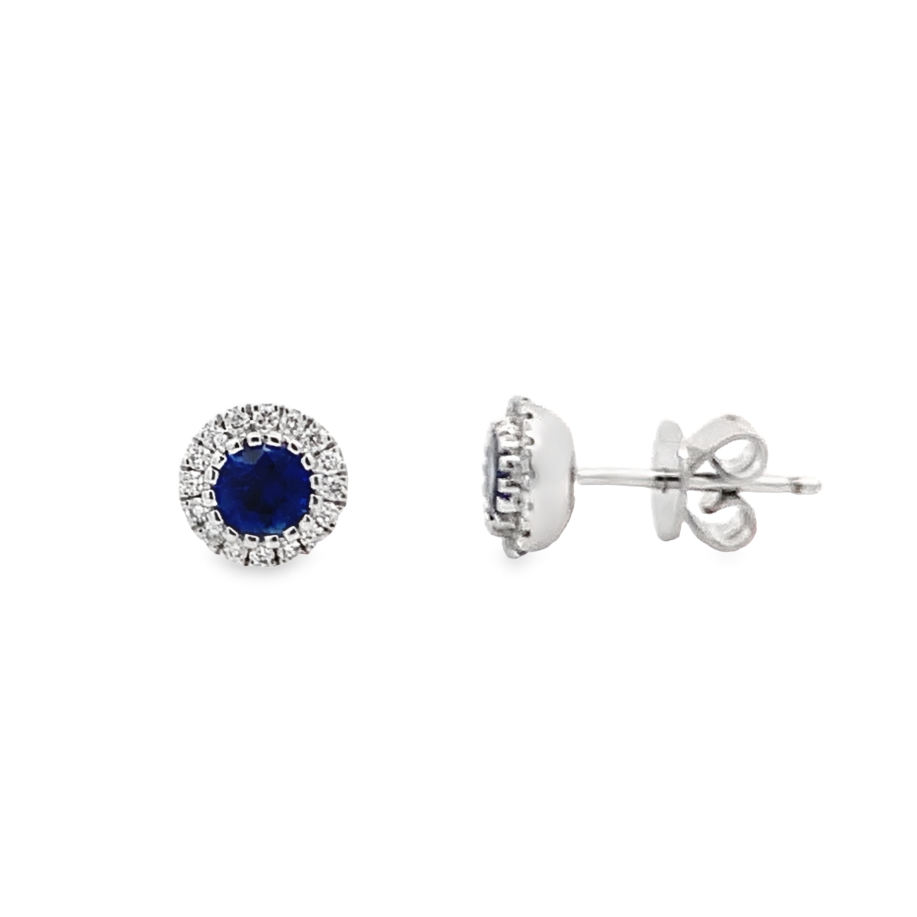 14K White Gold Sapphire and Diamond Studs