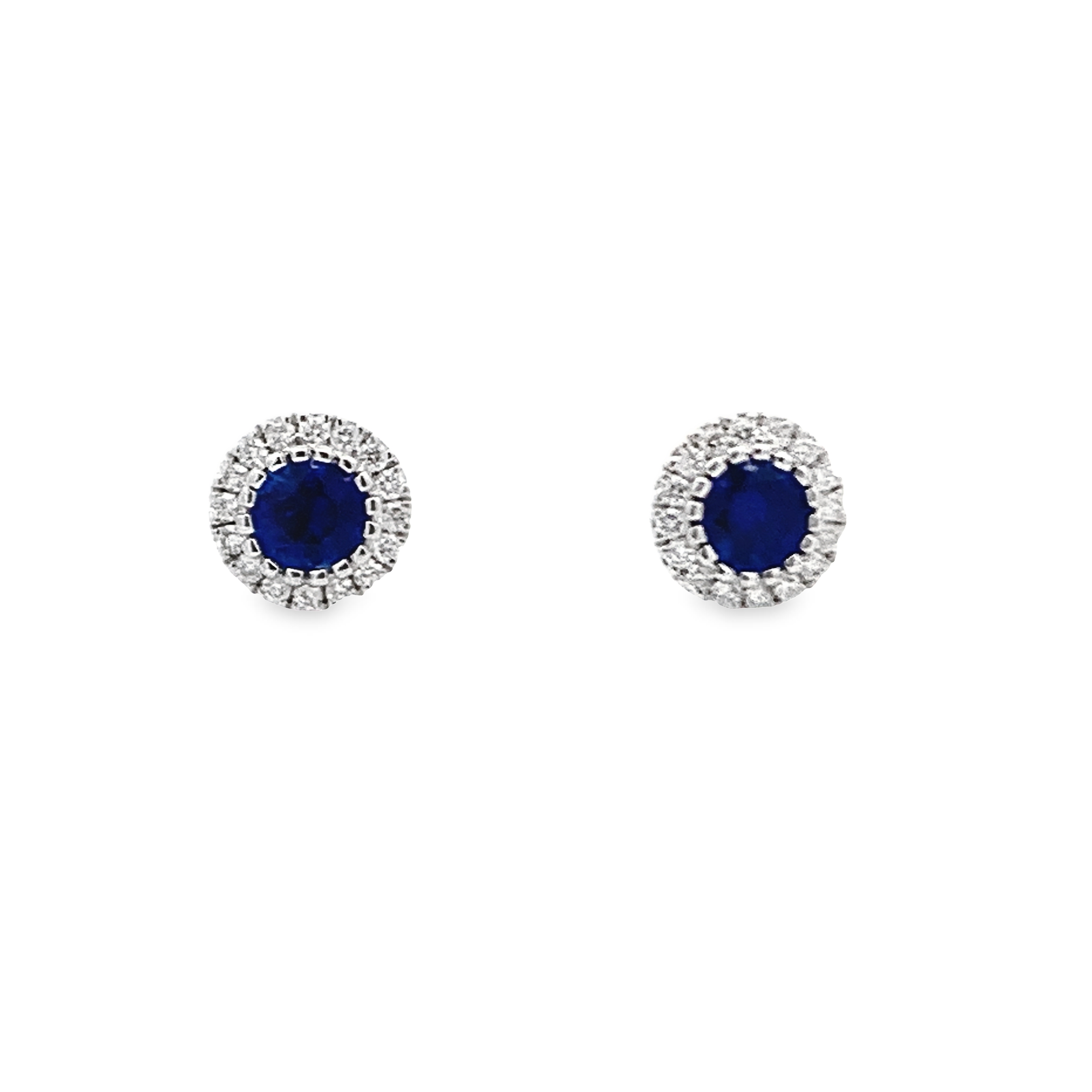 14K White Gold Sapphire and Diamond Studs