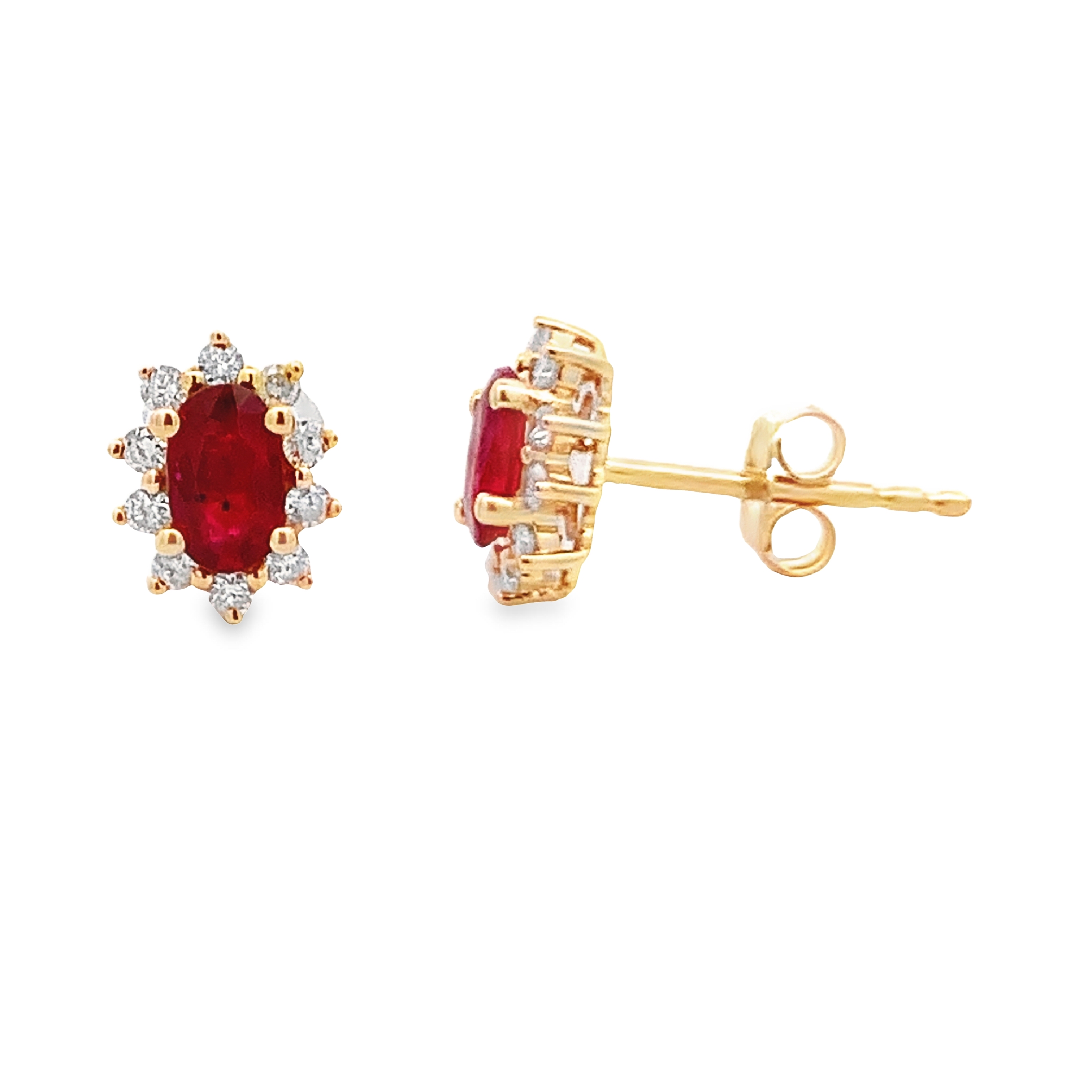 14K Yellow Gold Ruby and Diamond Studs