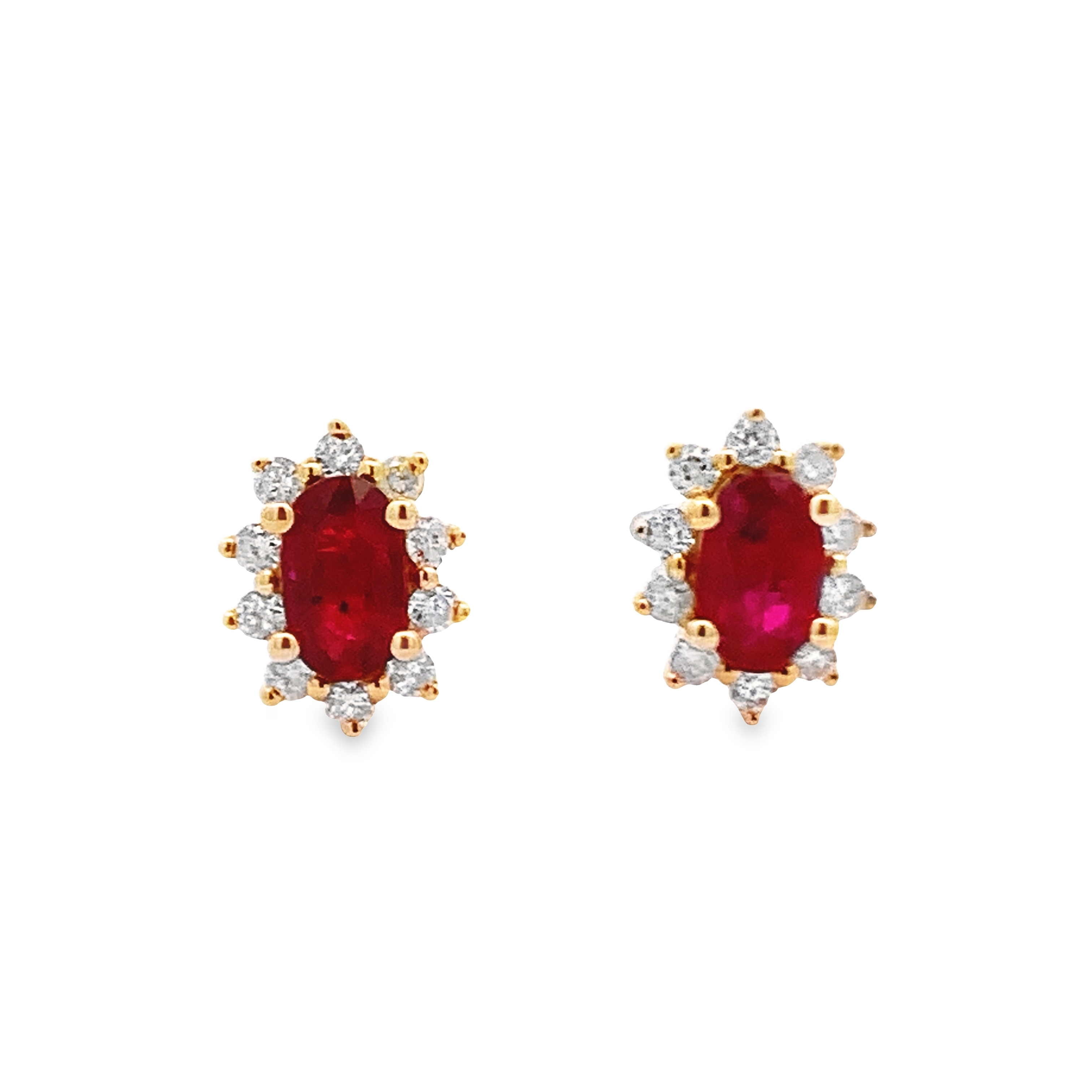 14K Yellow Gold Ruby and Diamond Studs