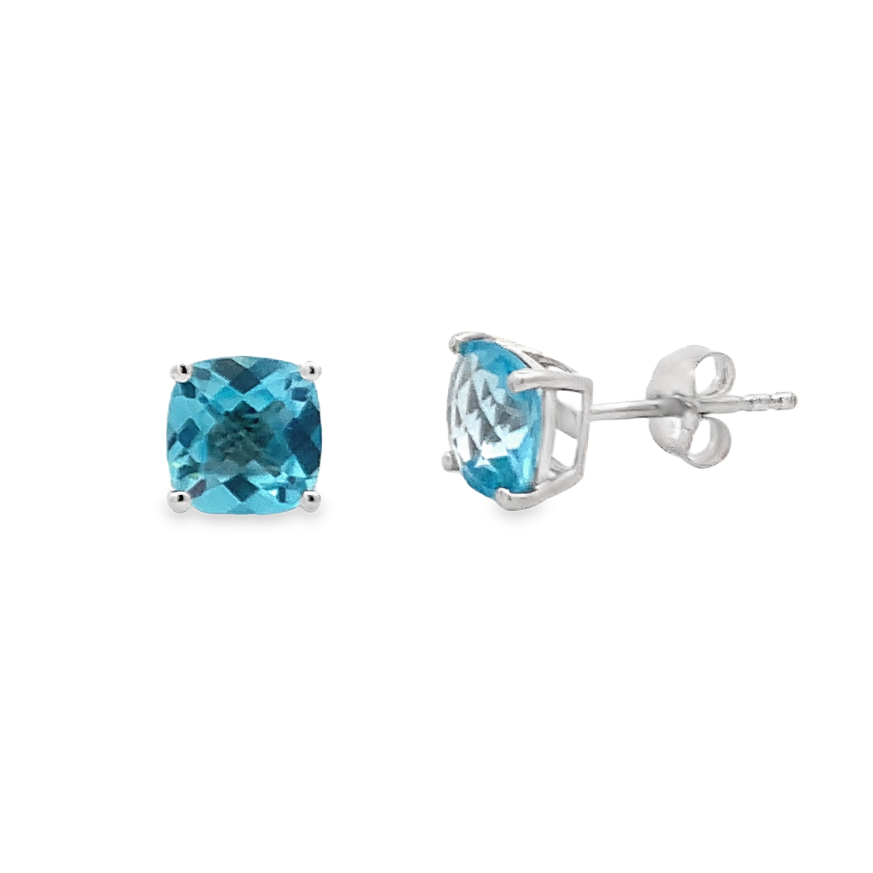 14K White Gold BlueTopaz Studs