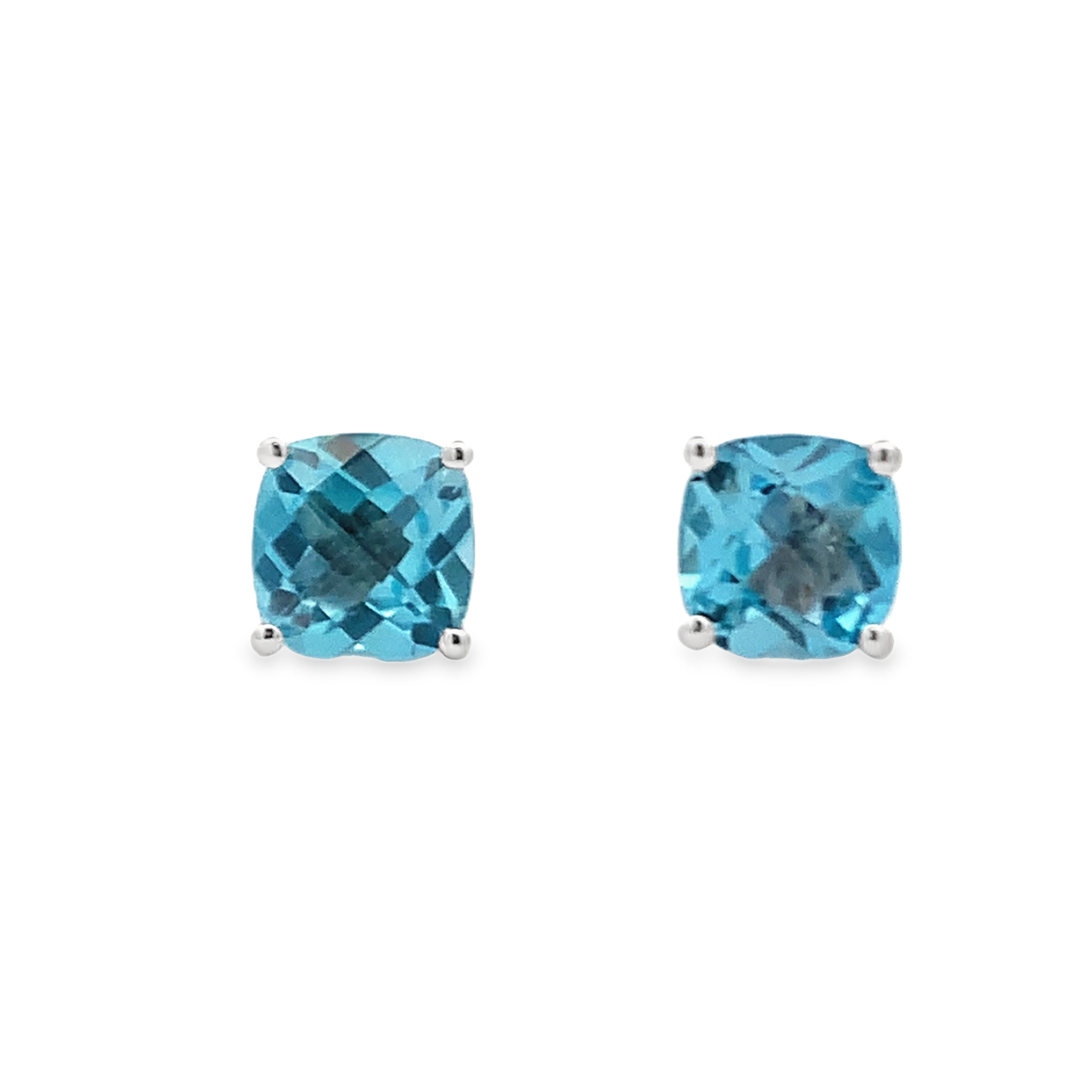 14K White Gold BlueTopaz Studs