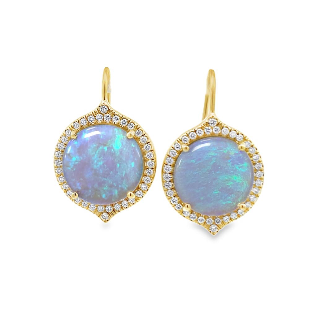 Lauren K 18K Yellow Gold Opal and Diamond Jordan Earrings