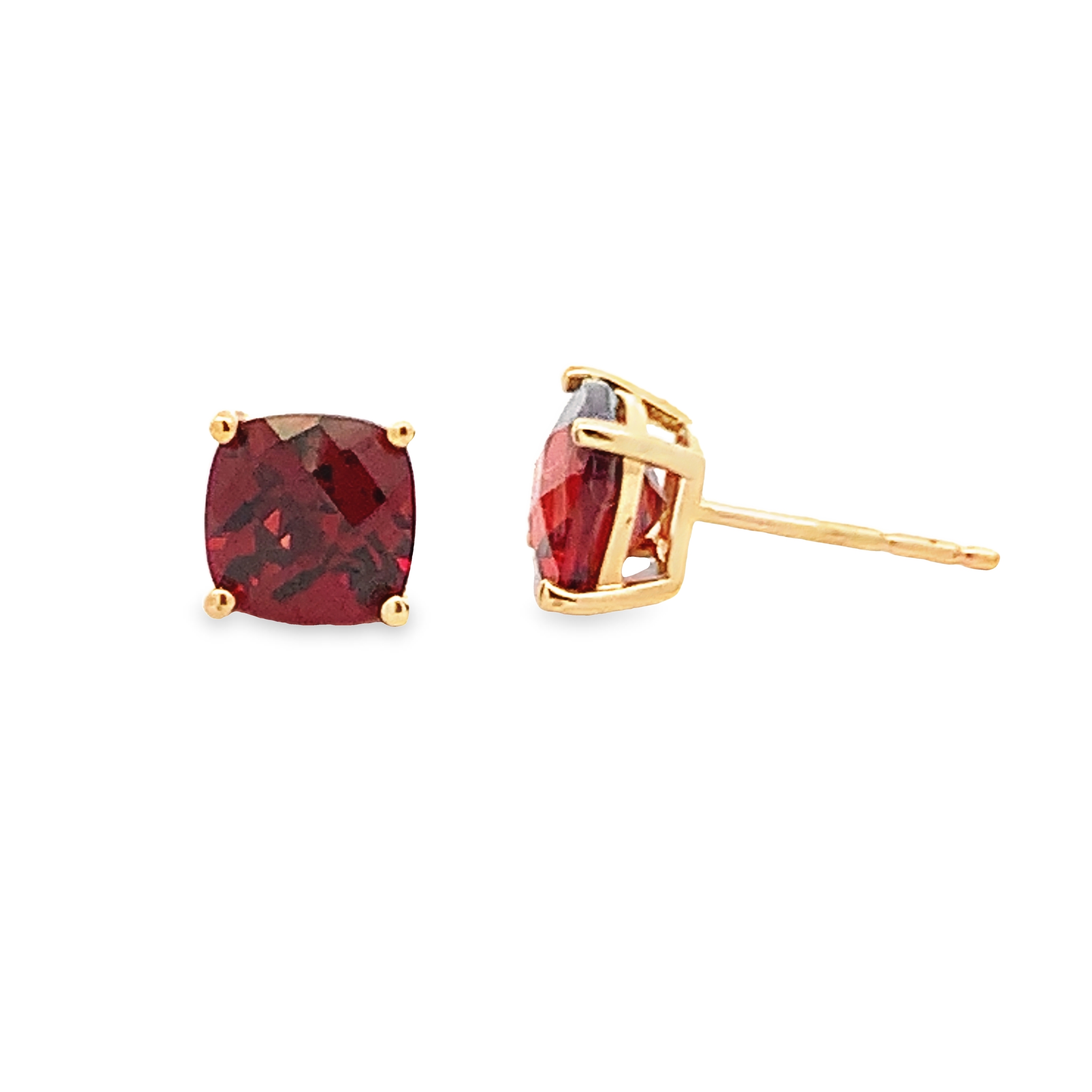 14K Yellow Gold Garnet Studs